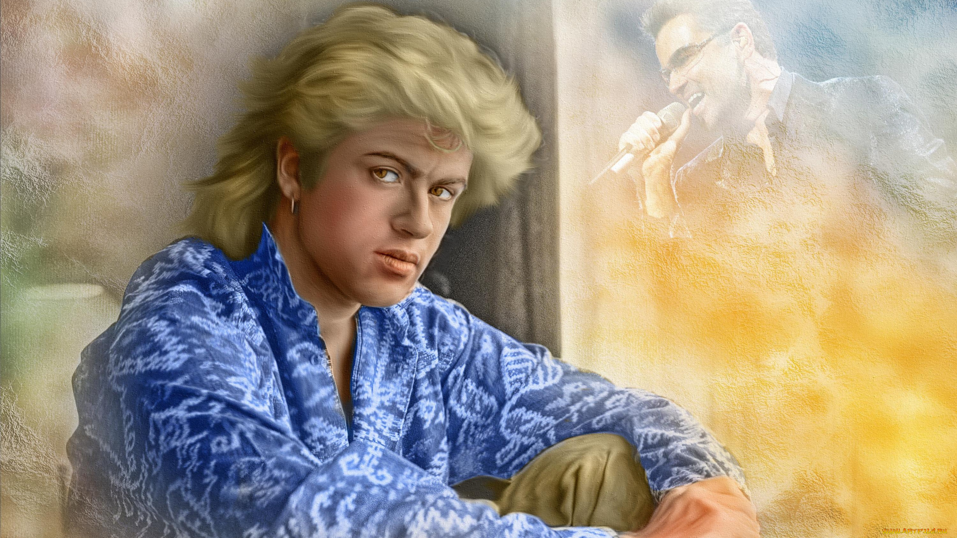 рисованное, люди, портрет, музыкант, холст, джордж, майкл, george, michael