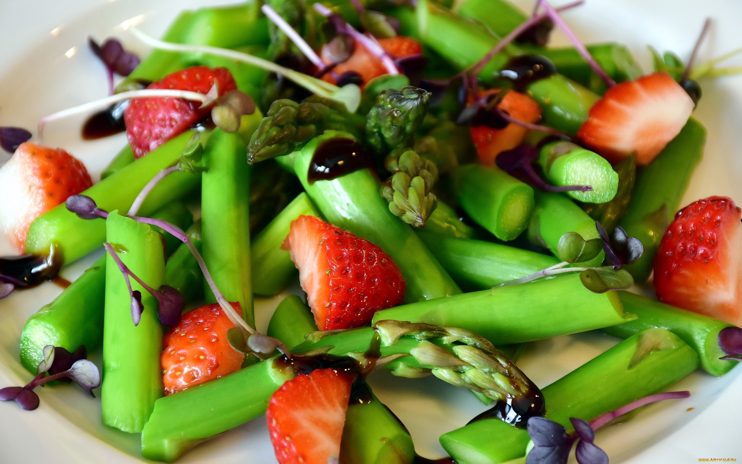 еда, салаты, , закуски, кресс, салат, спаржа, клубника