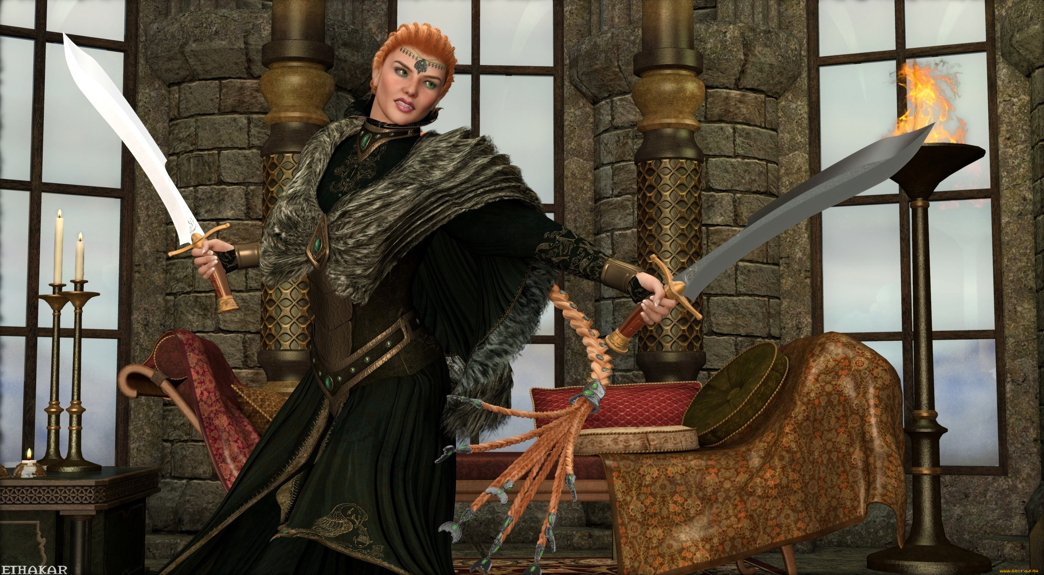 3д, графика, амазонки, , amazon, фон, взгляд, девушка