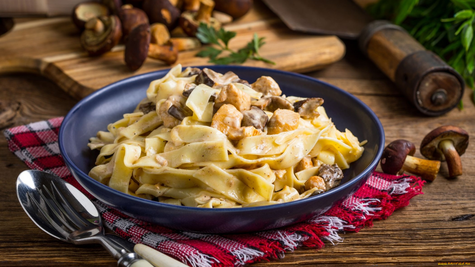 еда, макаронные, блюда, паста, грибы