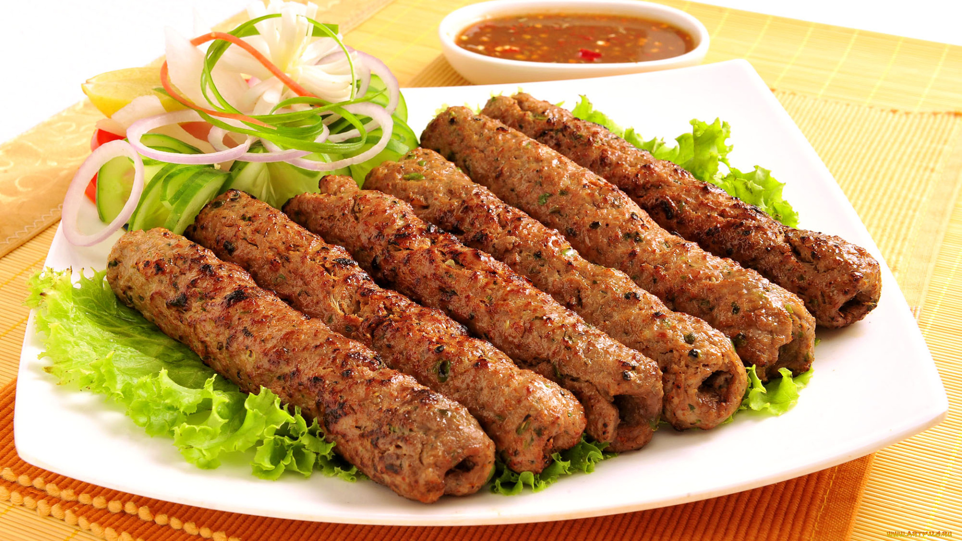 еда, мясные, блюда, кухня, индийская, соус, кебаб