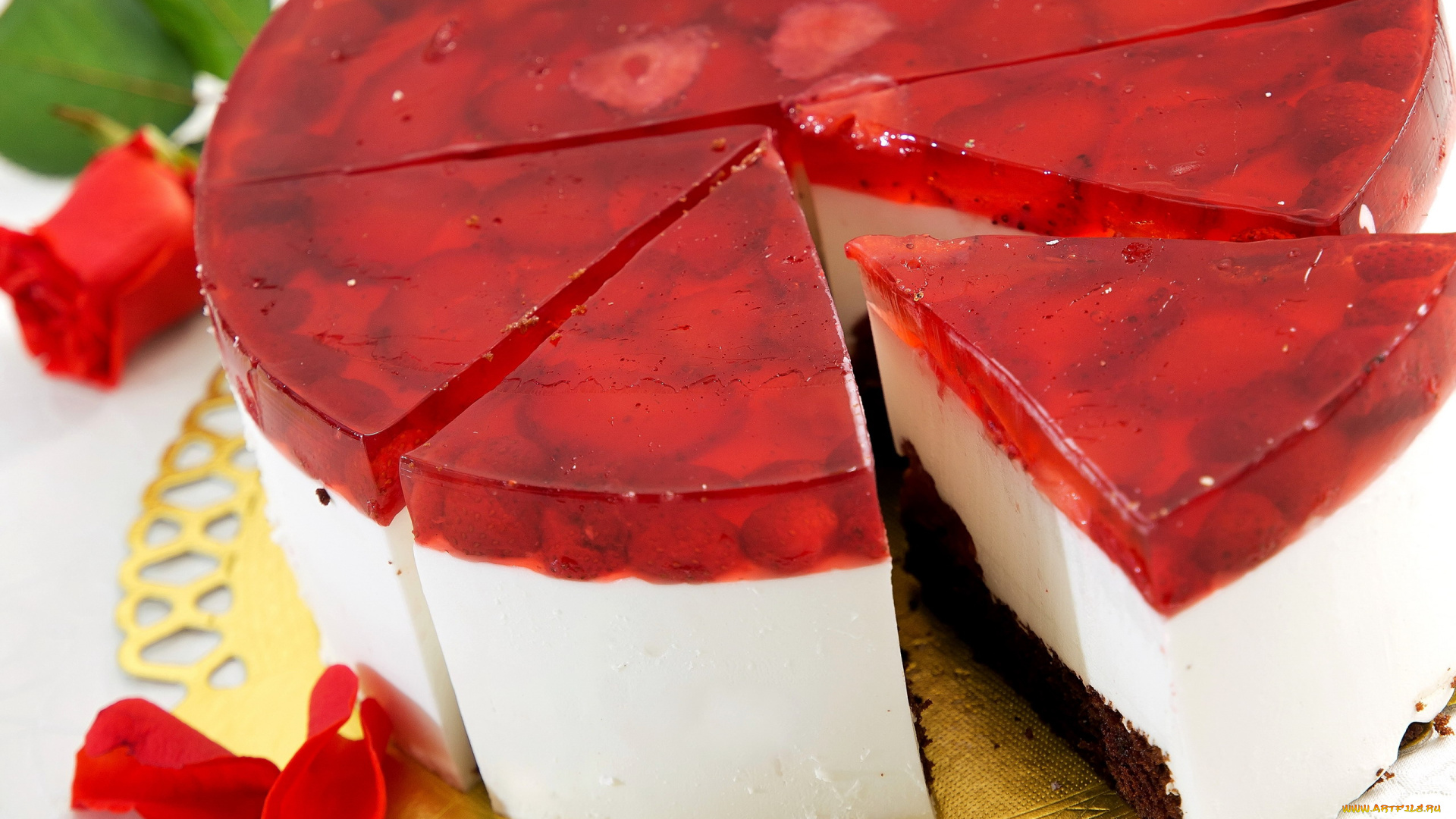 еда, торты, лакомство, торт, желе, роза