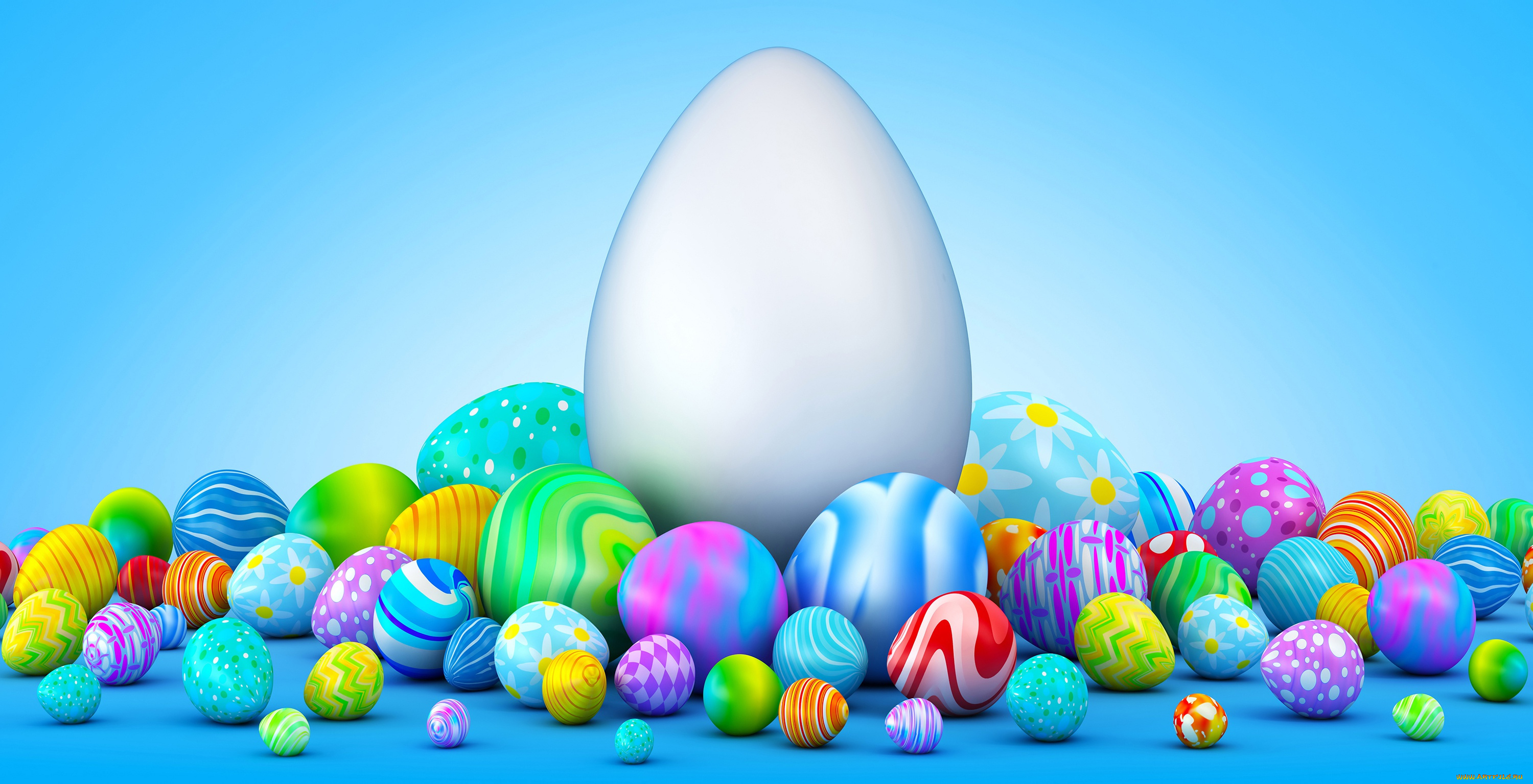 праздничные, пасха, разноцветные, яйца, рендеринг