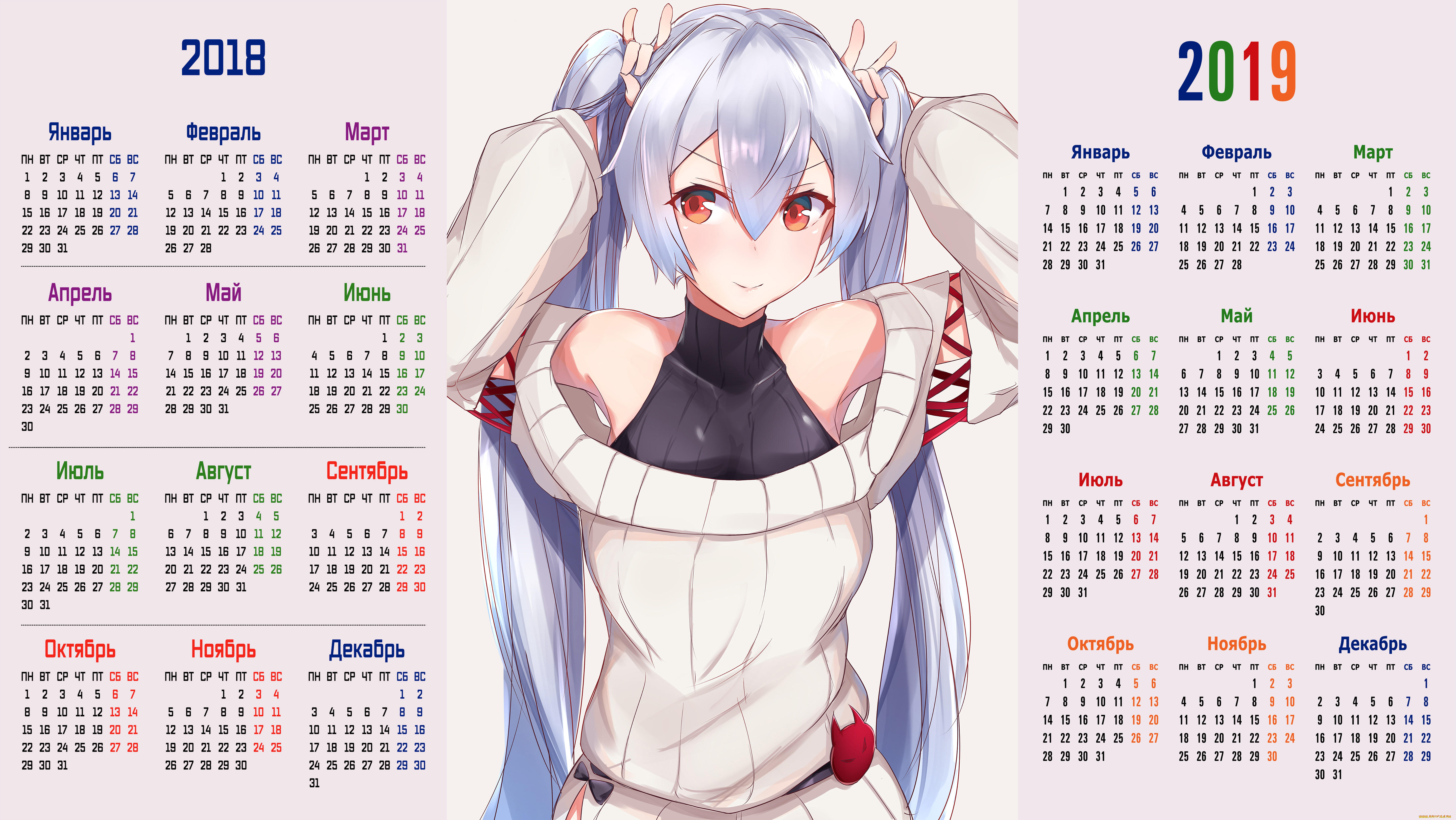 календари, аниме, девушка, взгляд