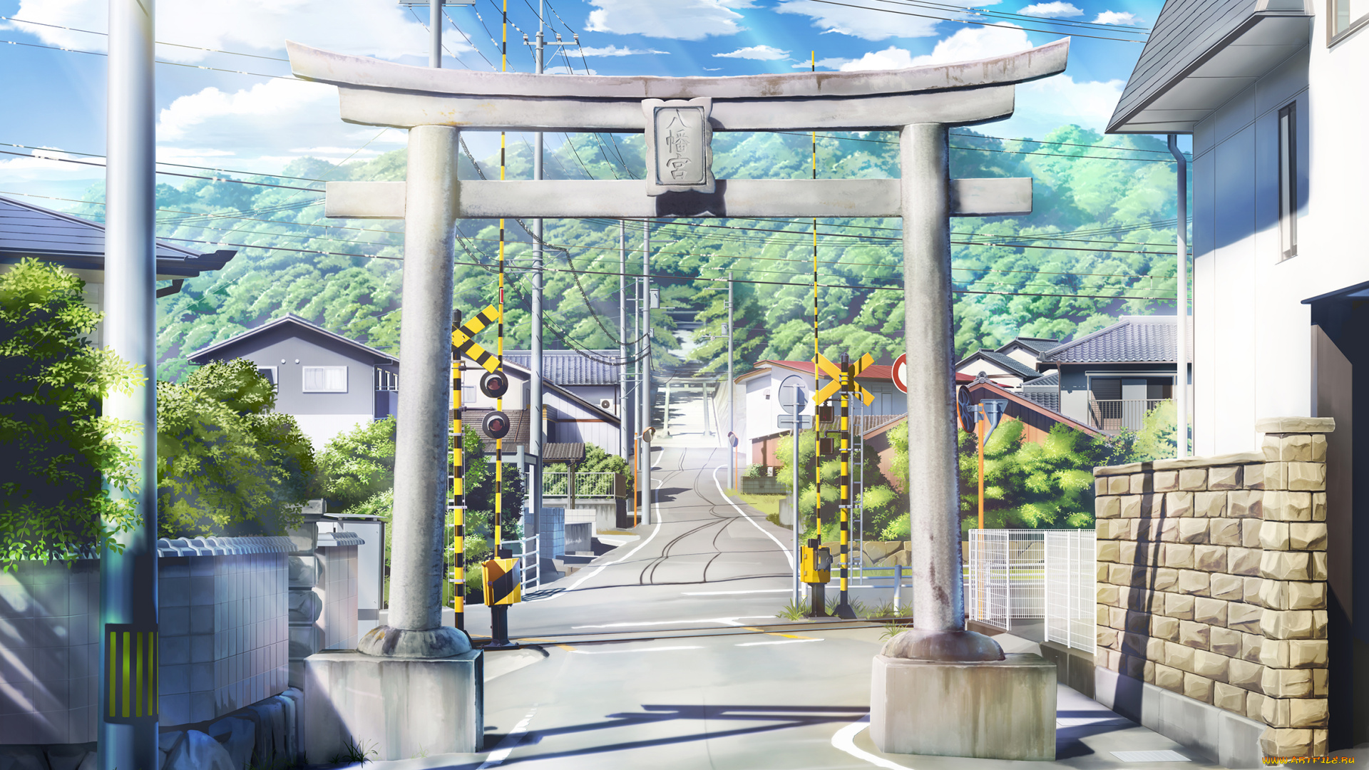 аниме, город, , улицы, , интерьер, , здания, улица, дорога