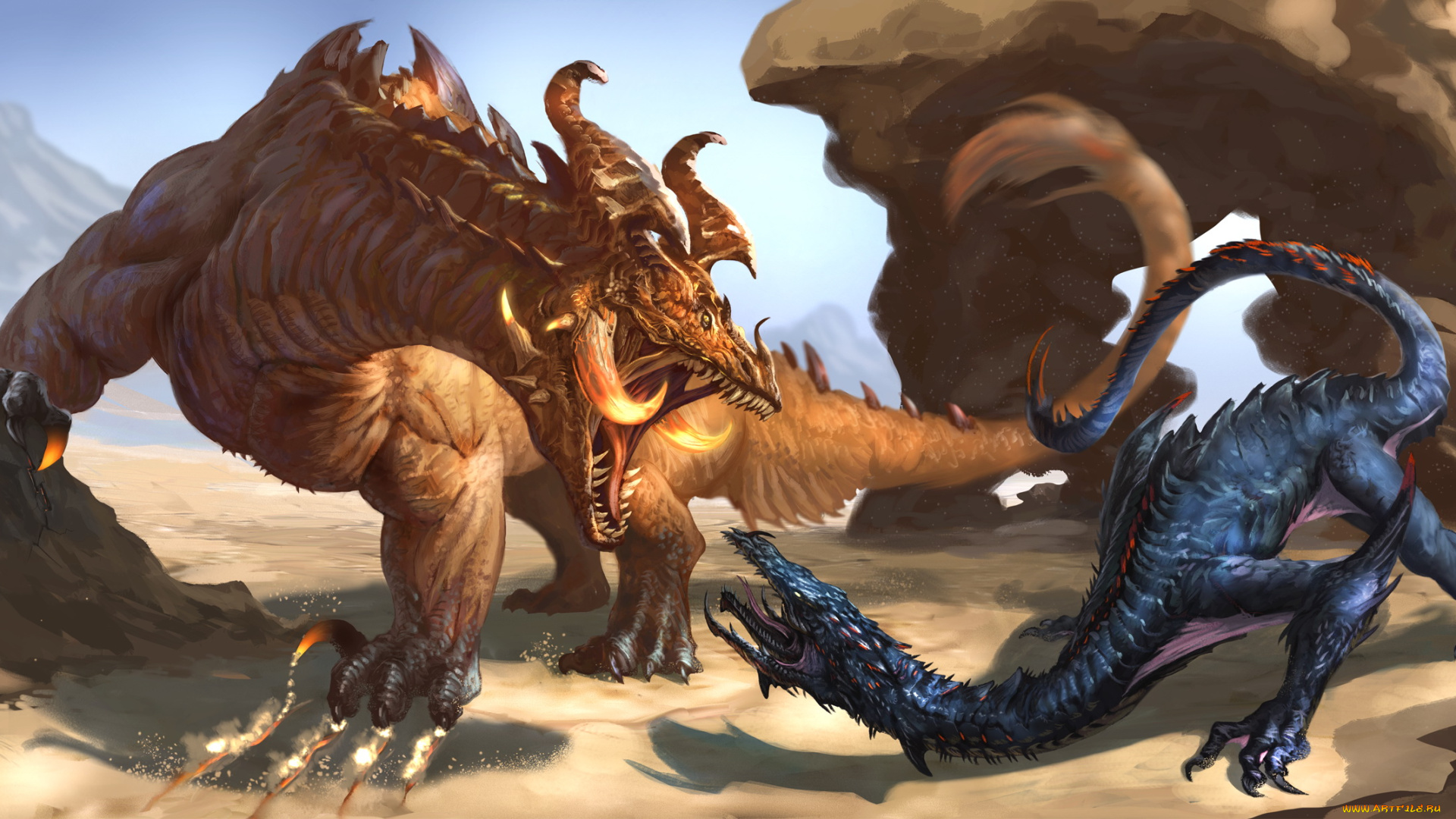 фэнтези, существа, драконы, фон