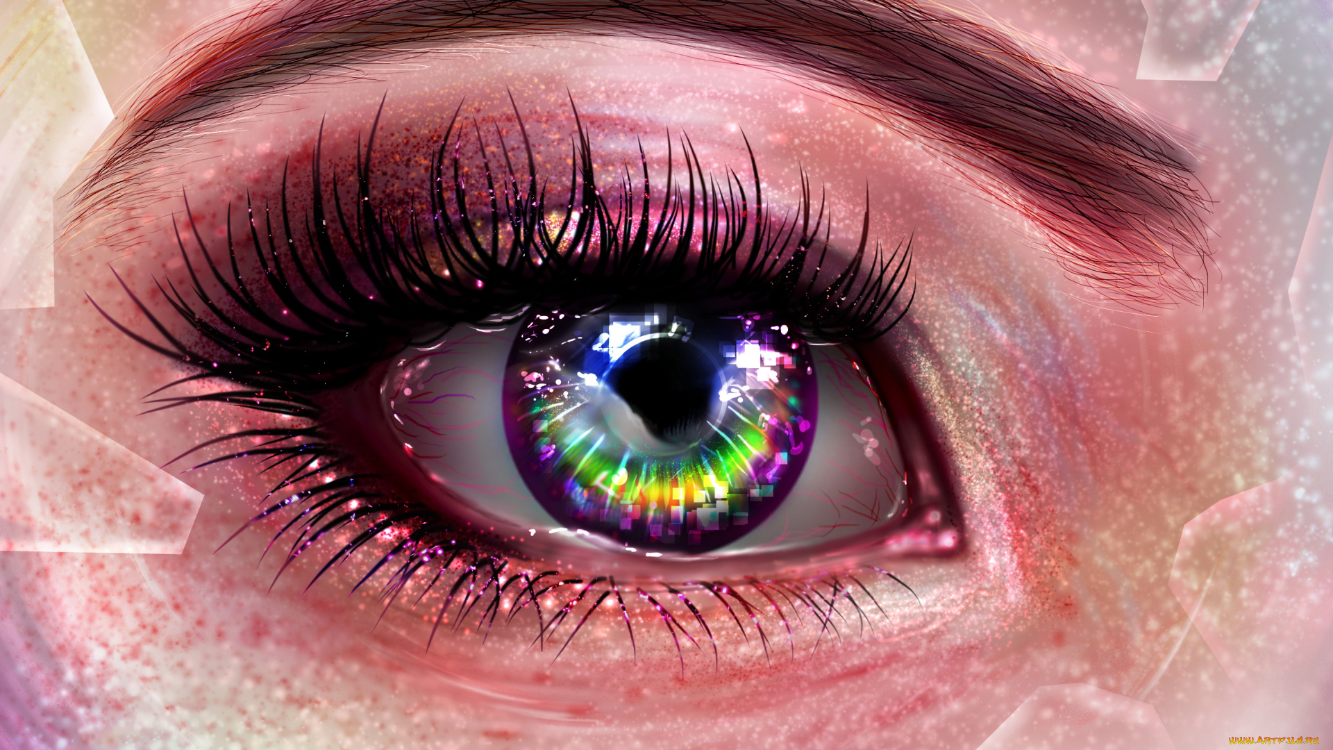 рисованное, -, другое, глаз, ресницы, бровь, фон