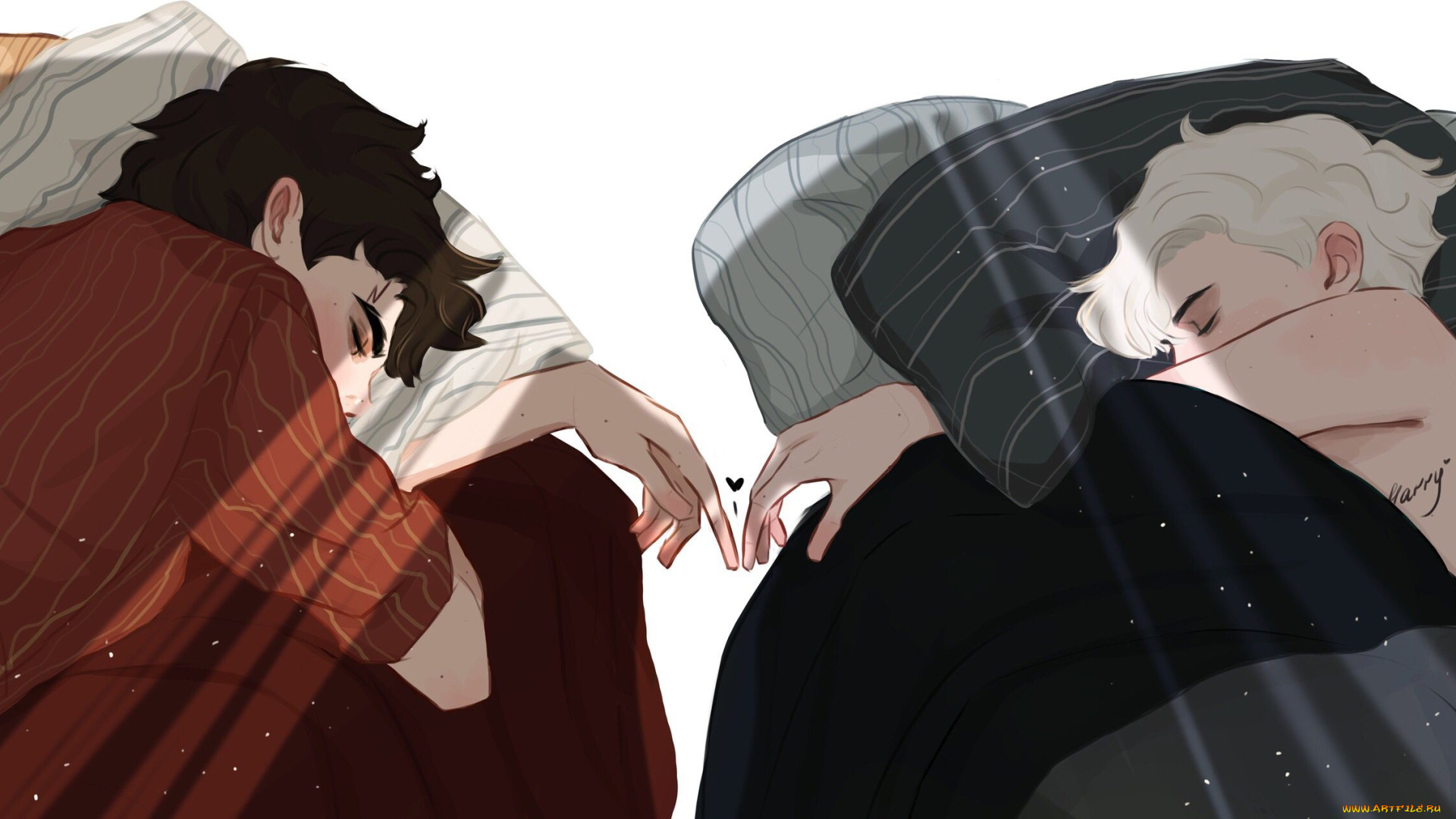 рисованное, люди, сон, драко, малфой, гарри, поттер