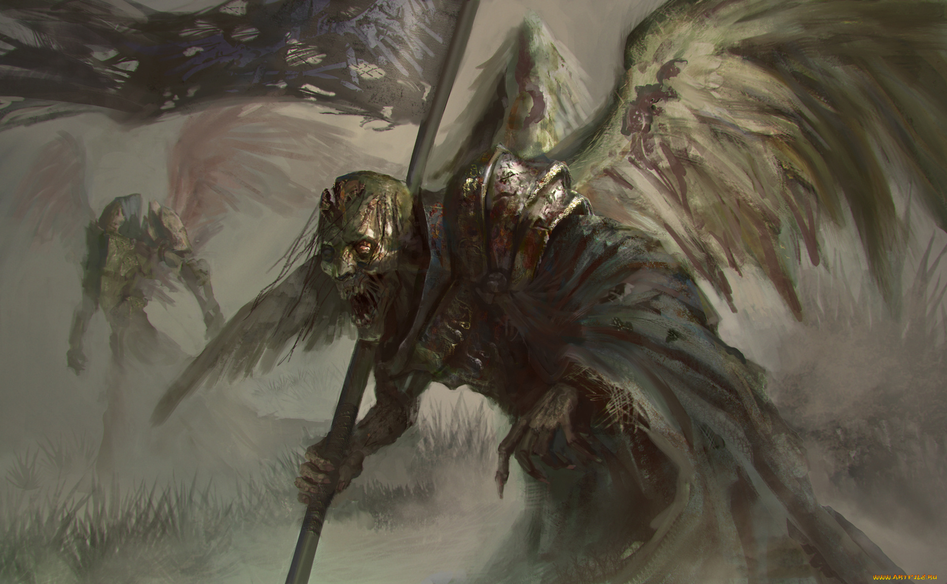 фэнтези, нежить, фон, крылья