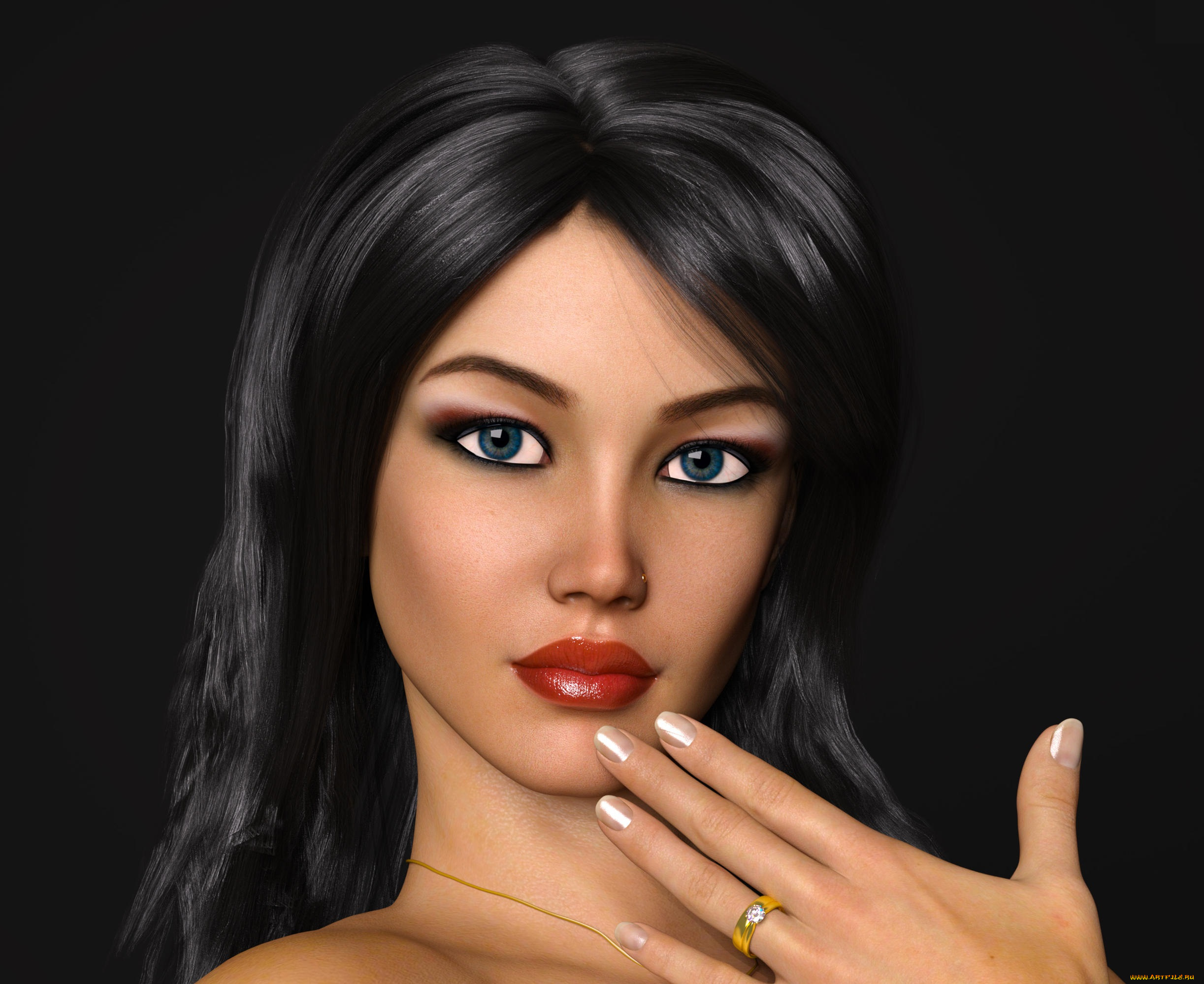 3д, графика, портрет, , portraits, девушка, взгляд, фон