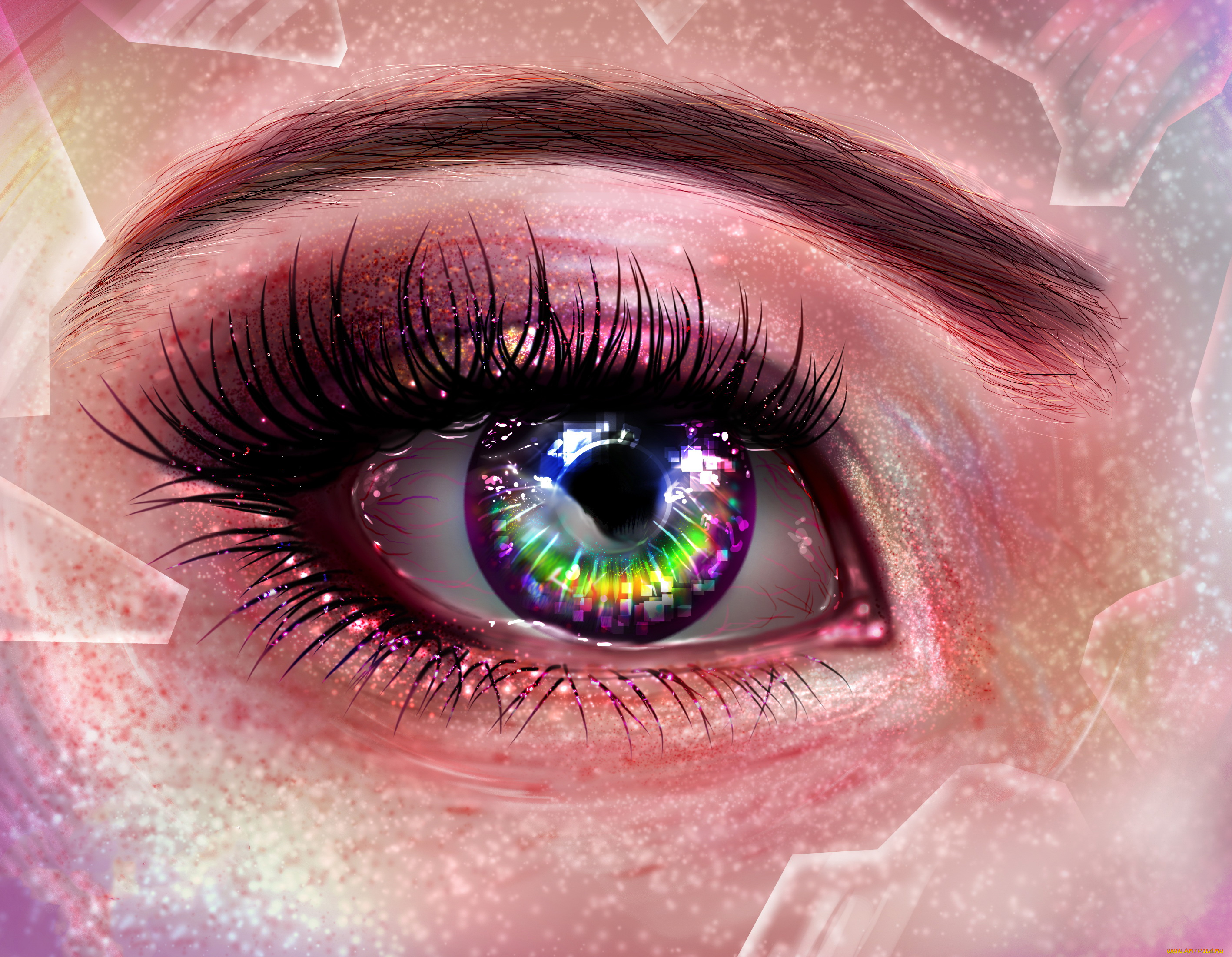 рисованное, -, другое, глаз, ресницы, бровь, фон