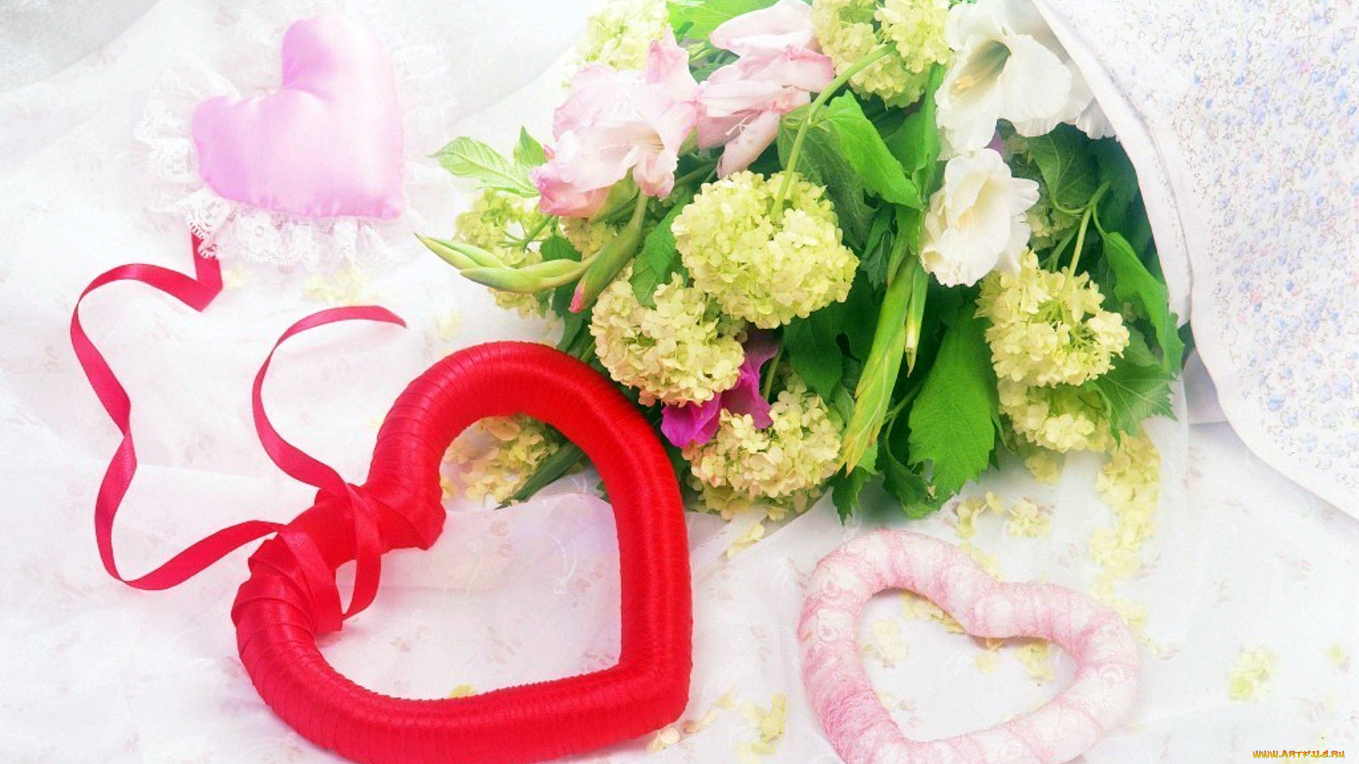 праздничные, день, святого, валентина, , сердечки, , любовь, букет, сердечки