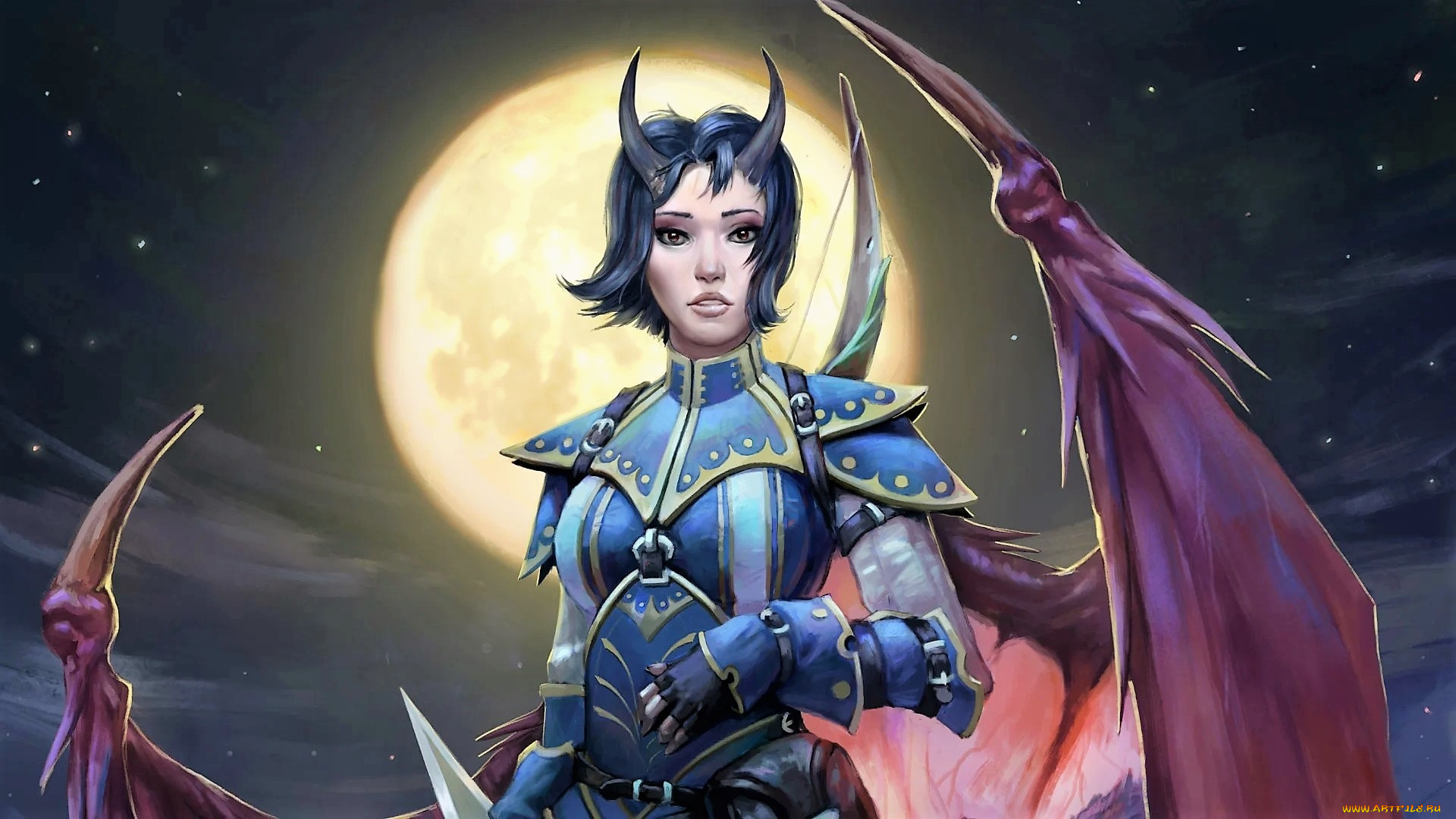 видео, игры, pathfinder, , wrath, of, the, righteous, девушка, рога, крылья