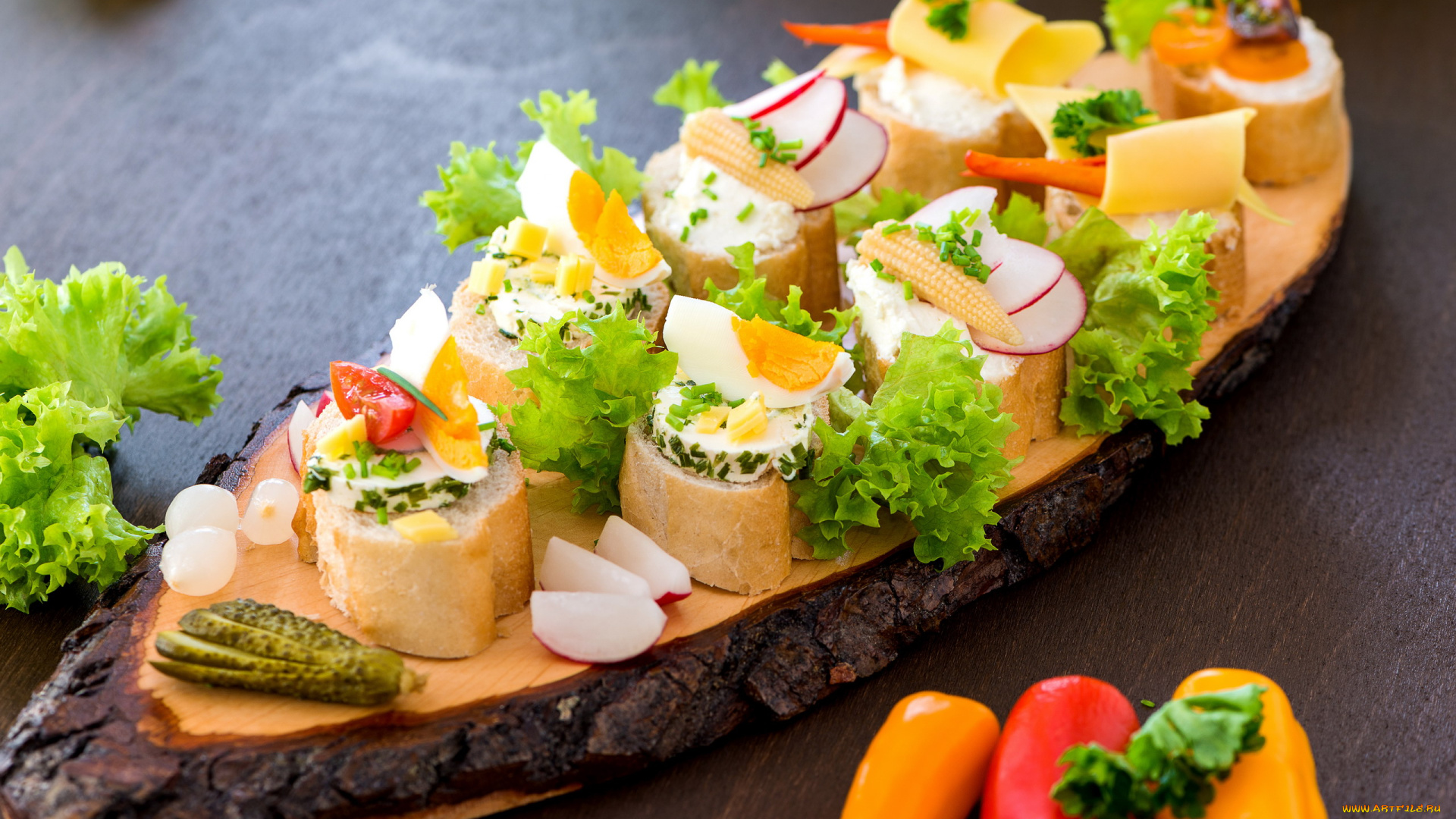 еда, бутерброды, , гамбургеры, , канапе, перец, зеленый, салат, яйца, закуска, канапе, багет