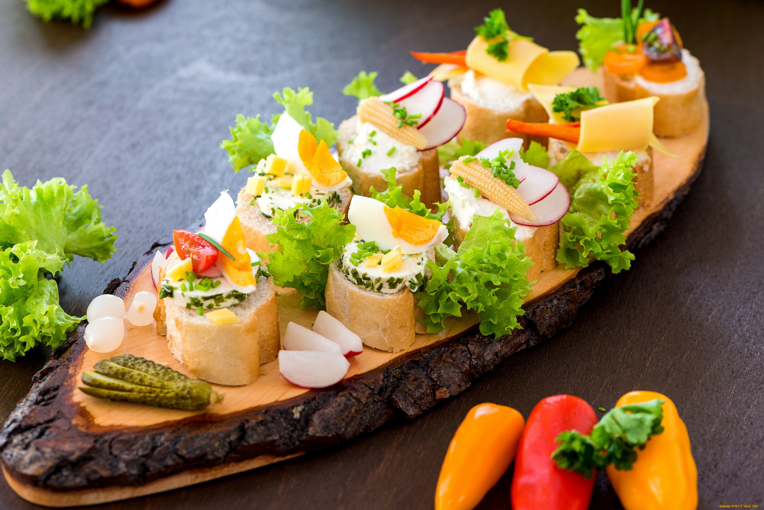 еда, бутерброды, , гамбургеры, , канапе, перец, зеленый, салат, яйца, закуска, канапе, багет