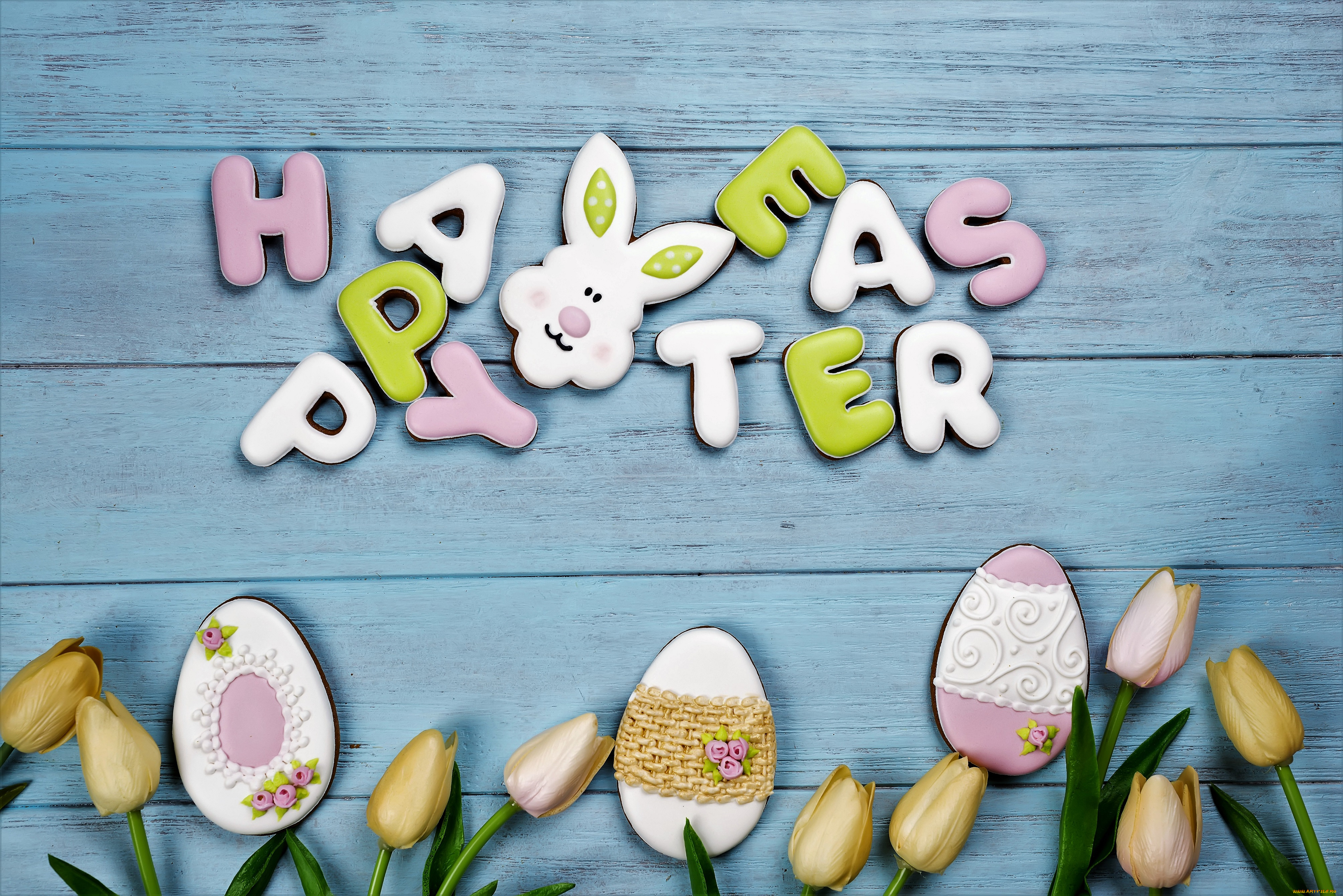 праздничные, пасха, яйца, тюльпаны