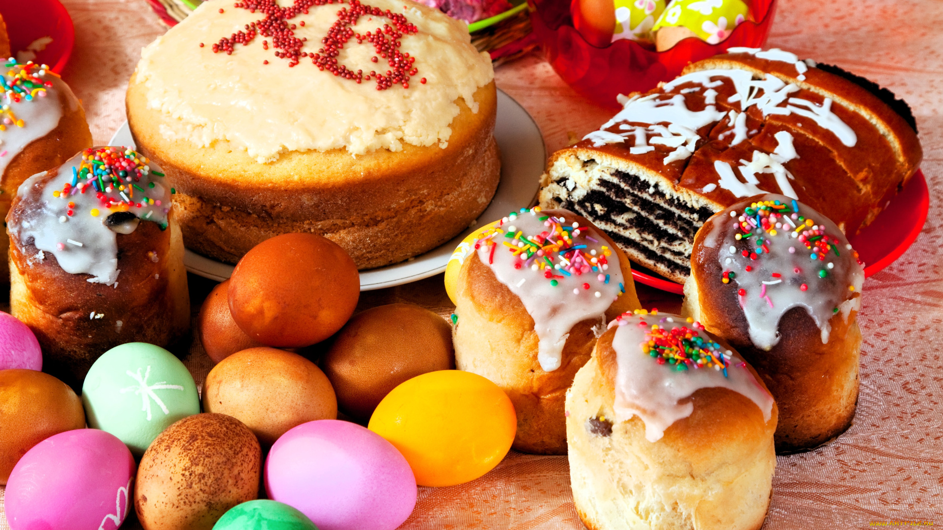 праздничные, пасха, выпечка, куличи, яйца