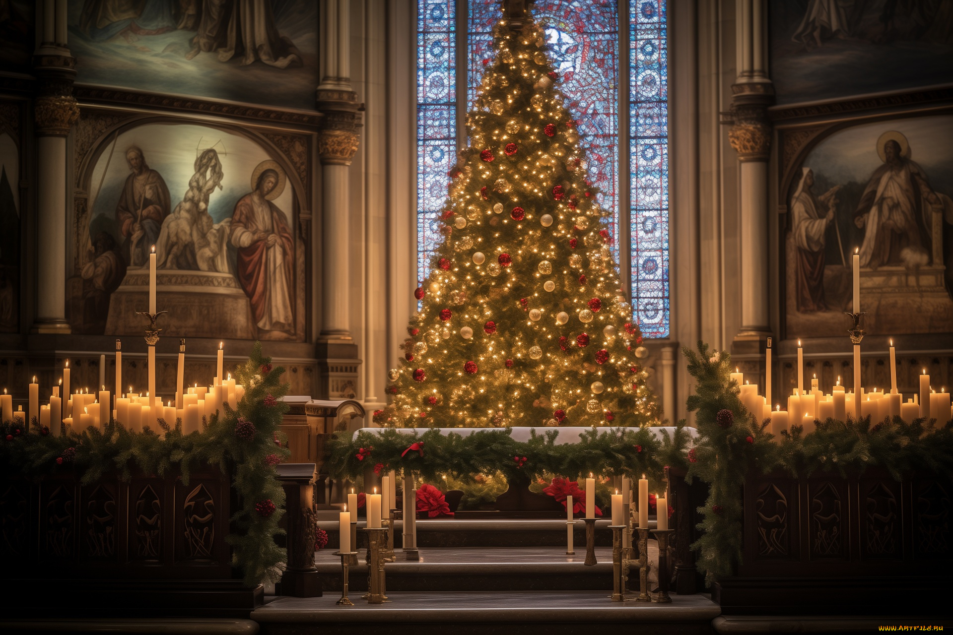 интерьер, убранство, , роспись, храма, костел, рождественское