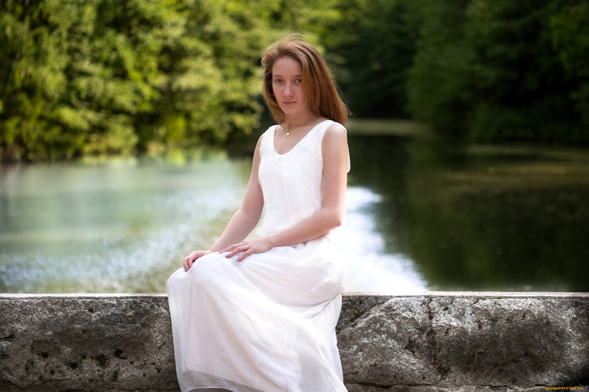 девушки, -, брюнетки, , шатенки, шатенка, платье, озеро