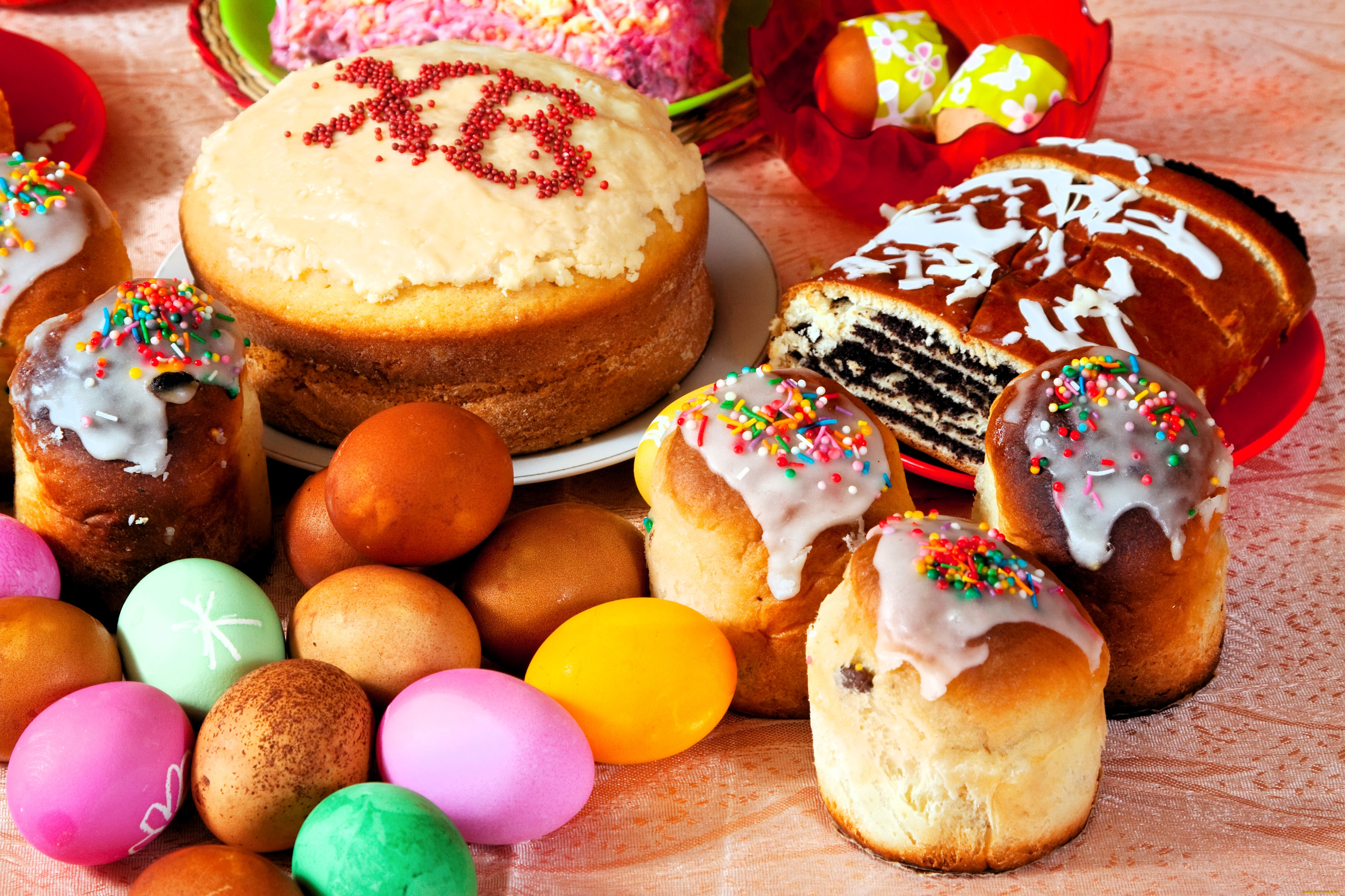 праздничные, пасха, выпечка, куличи, яйца