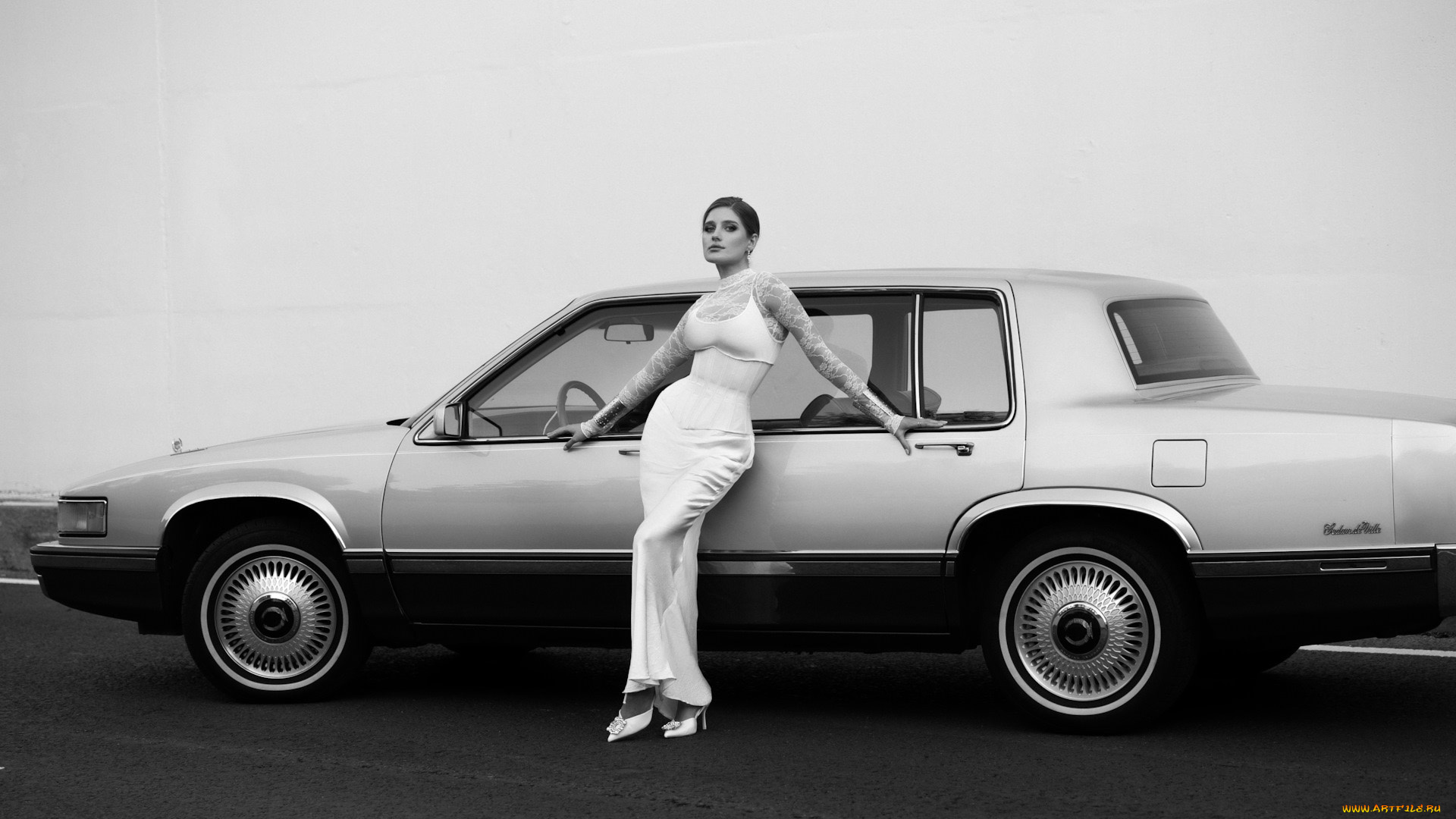 автомобили, -авто, с, девушками, красивая, девушка, cadillac, de, ville