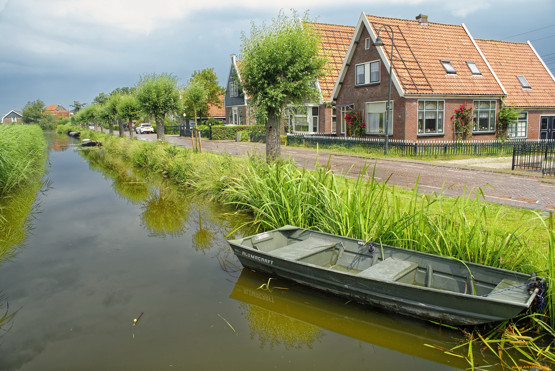 корабли, лодки, , шлюпки, канал, лодка, дорога, дома