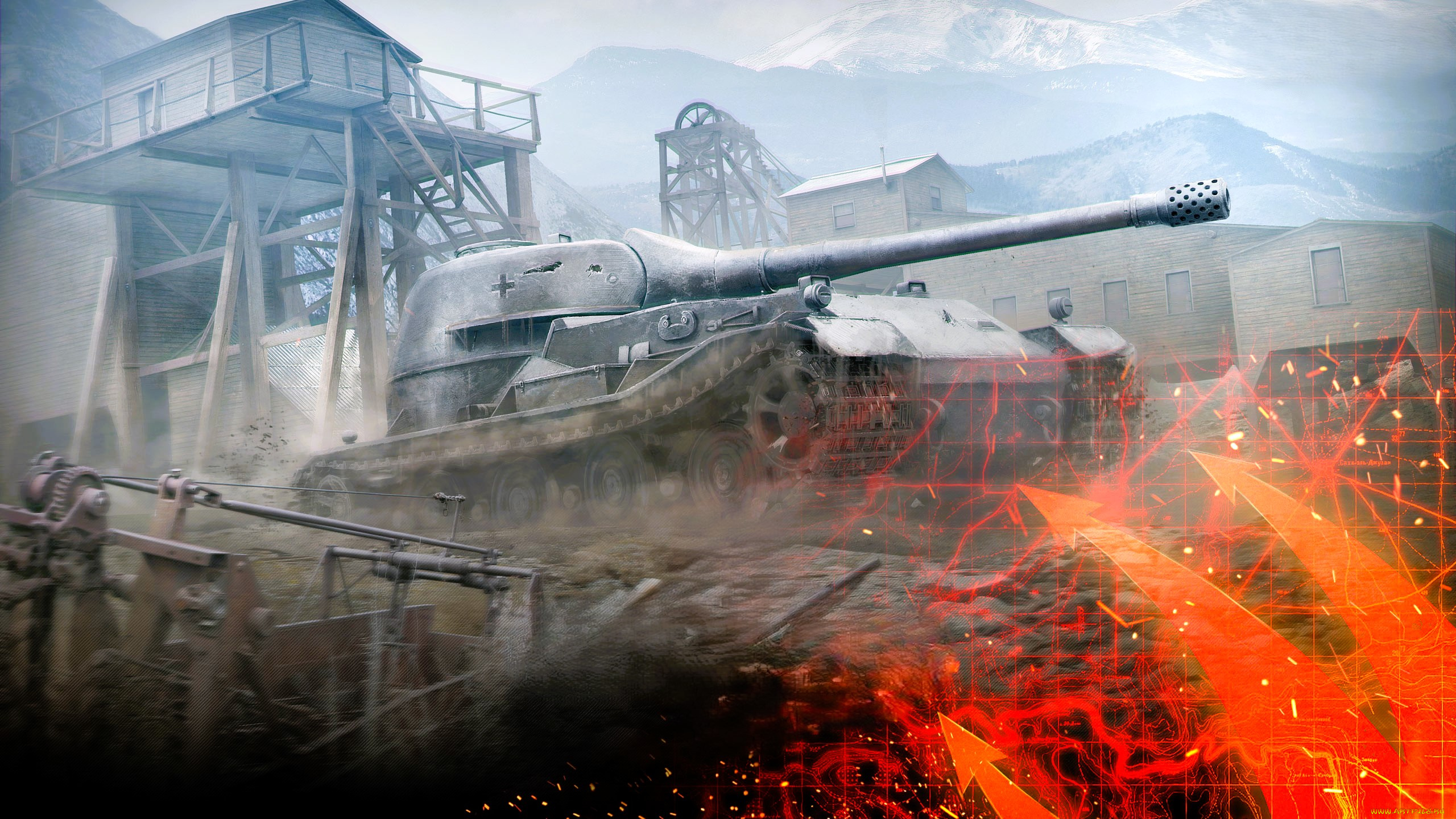 видео, игры, world, of, tanks, танк, огонь, шахта, здания