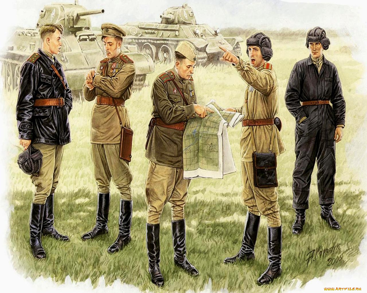 soviet, tankers, рисованные, армия