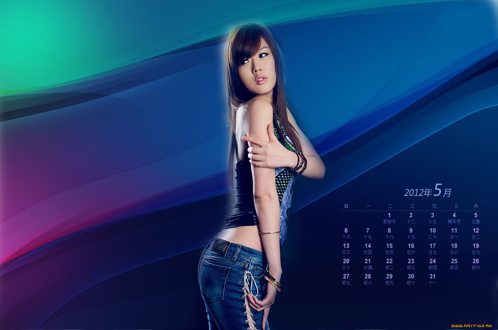 календари, девушки, азиатка