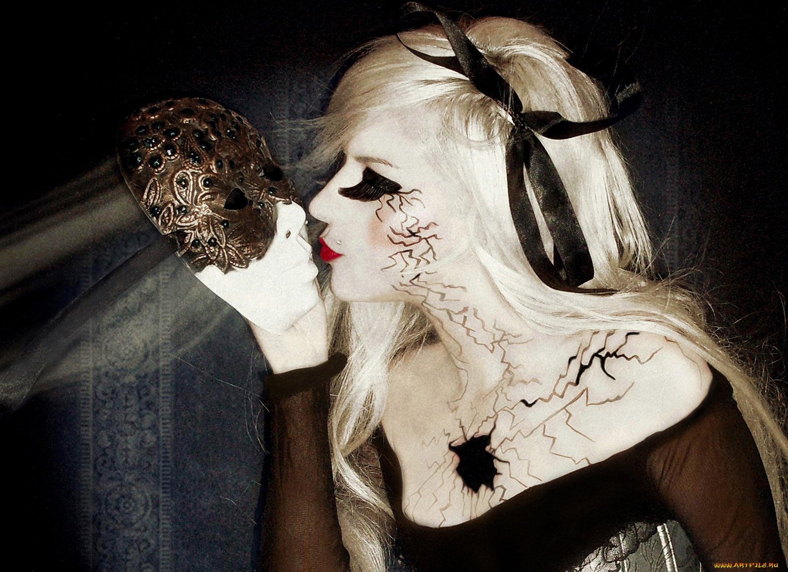 -Unsort, Креатив, amely, style, девушки, unsort, креатив, трещина, блондинка, маска