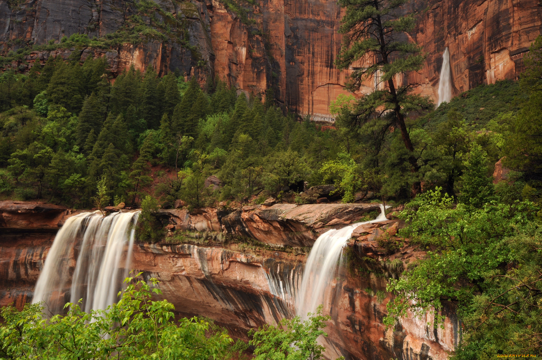 природа, водопады, горы, течение, вода, поток