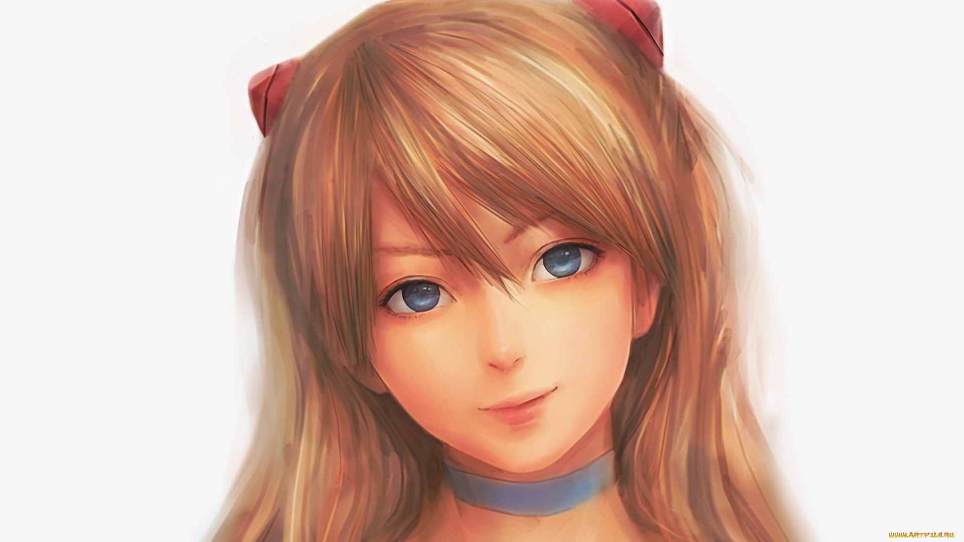 аниме, evangelion, глаза, лицо, asuka, langley, девушка