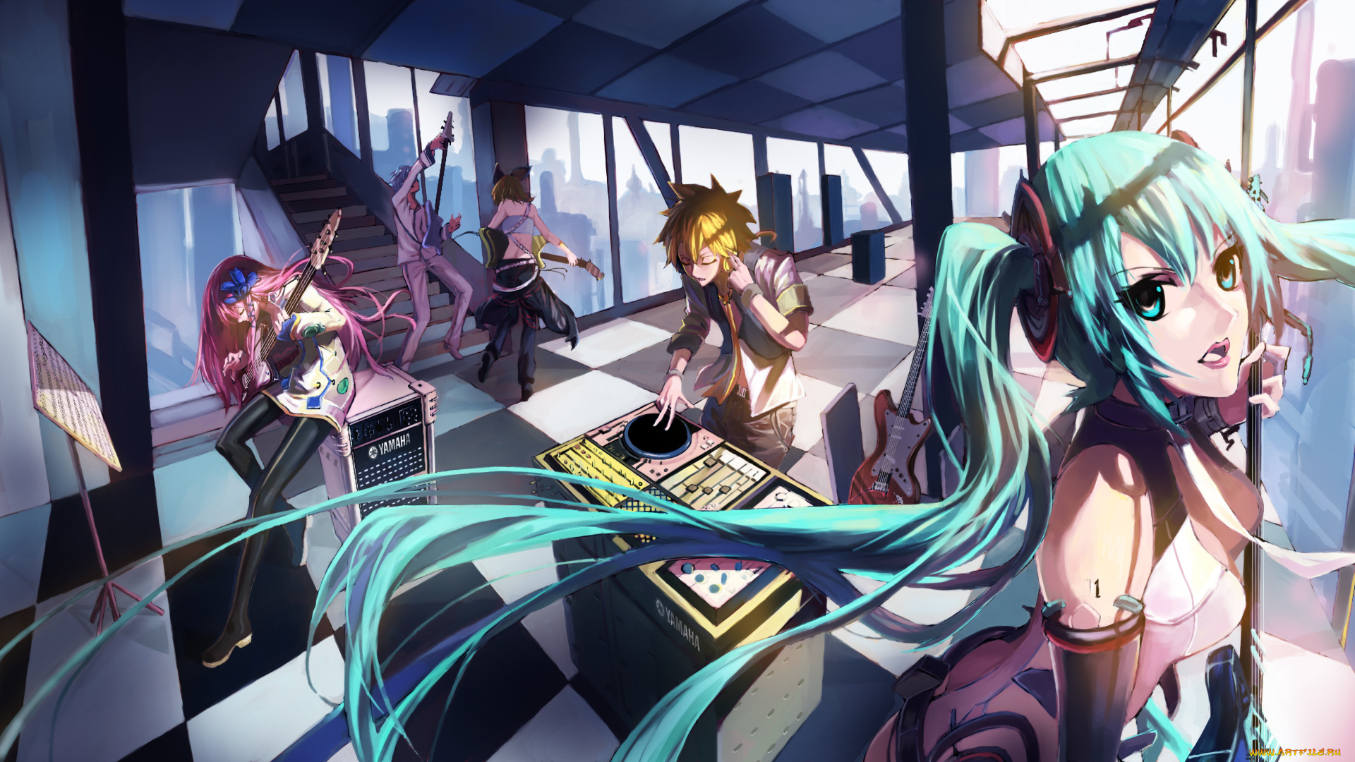 аниме, vocaloid, hatsune, miku, megurine, luka, kagamine, rin, len, kaito