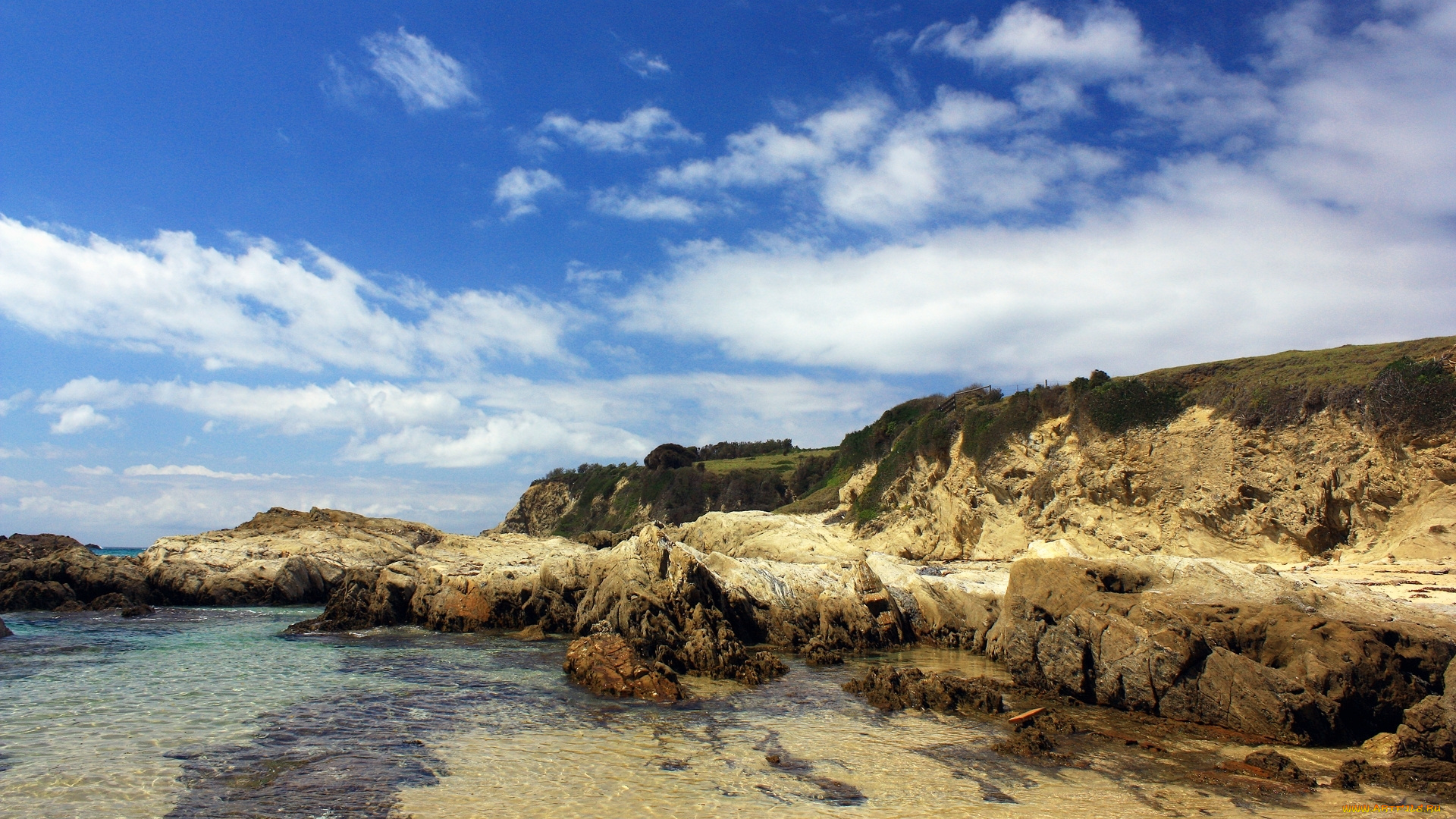 природа, побережье, залив, берег