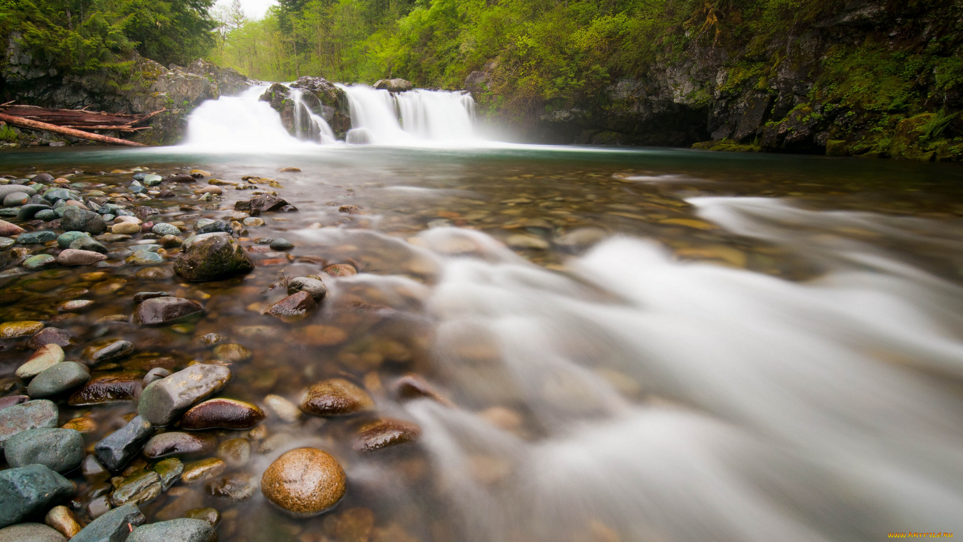 природа, водопады, поток, течение, вода