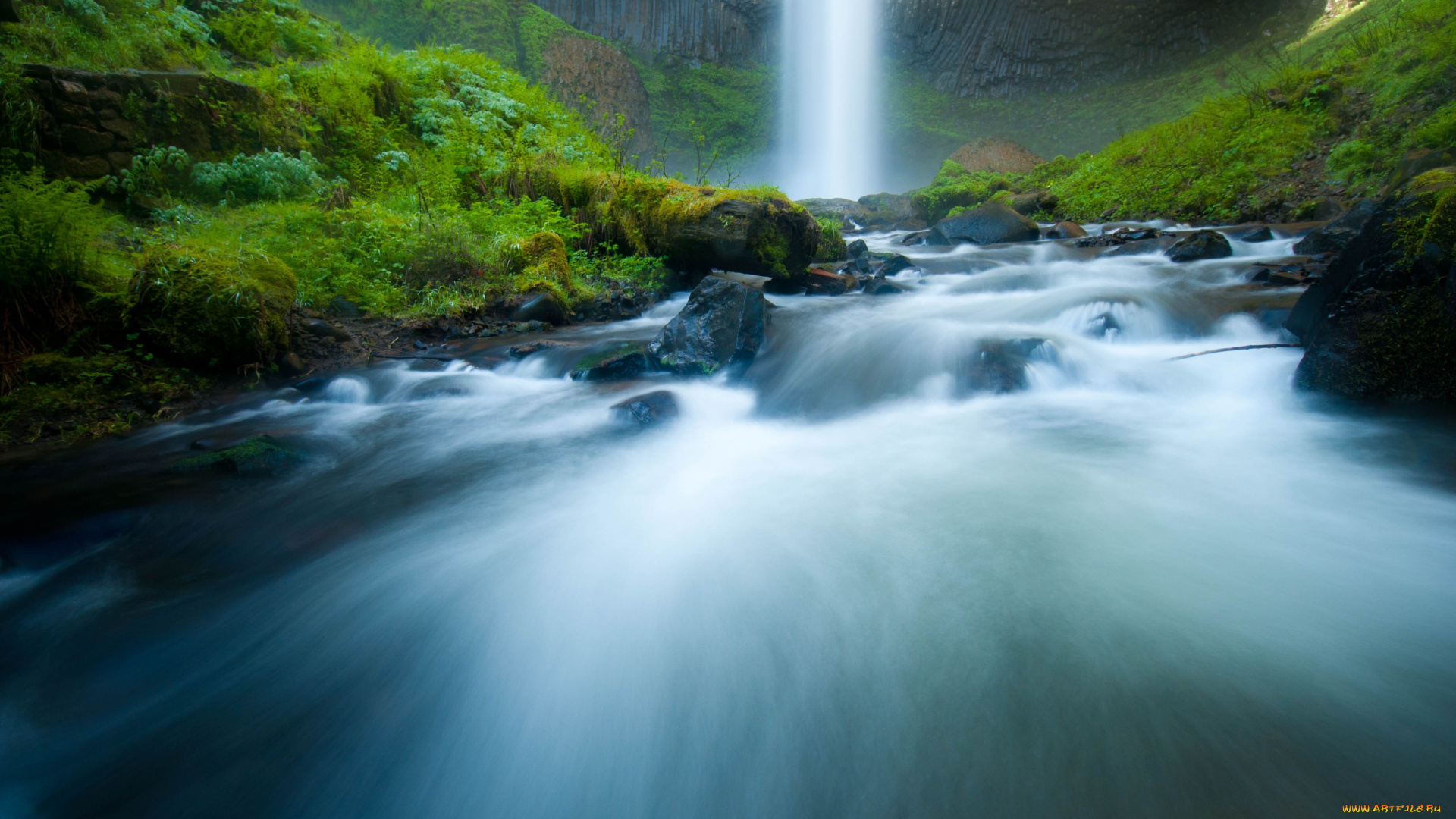 природа, водопады, течение, поток, вода