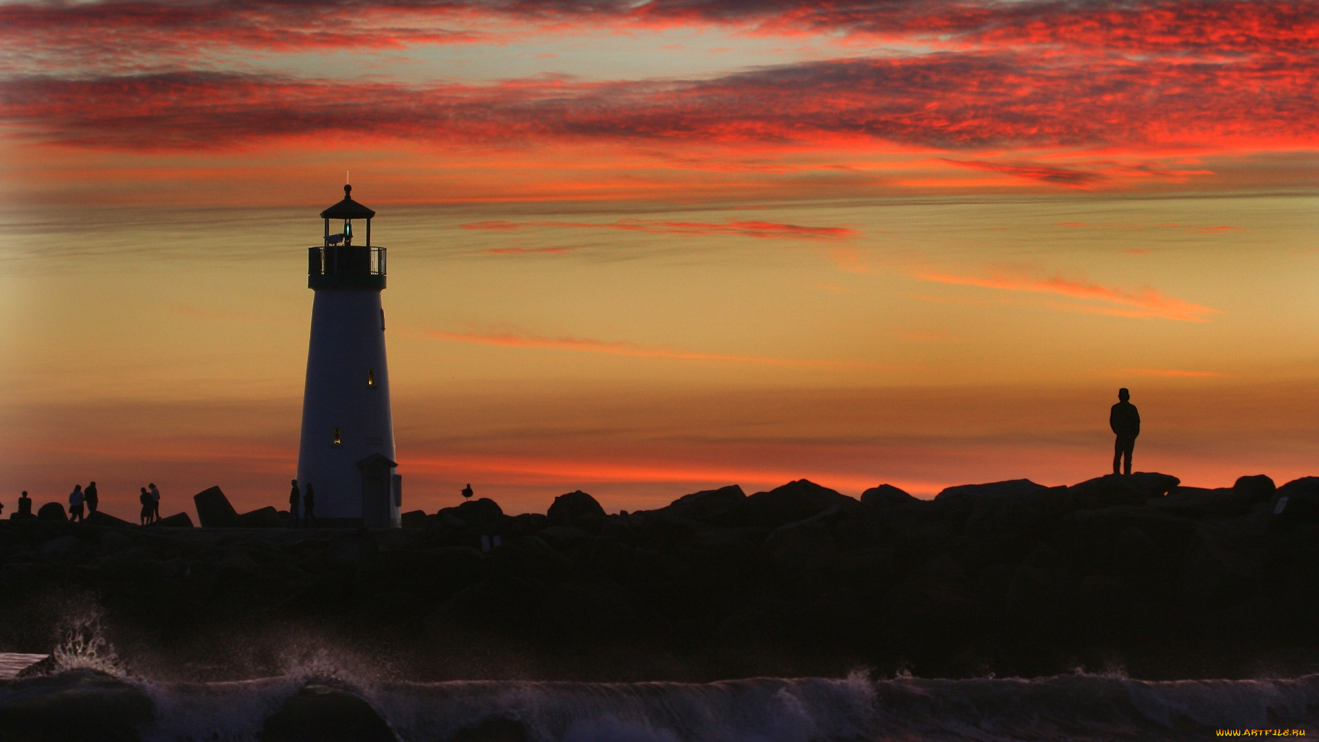 santa, cruz, lighthouse, природа, маяки, вечер, закат, маяк