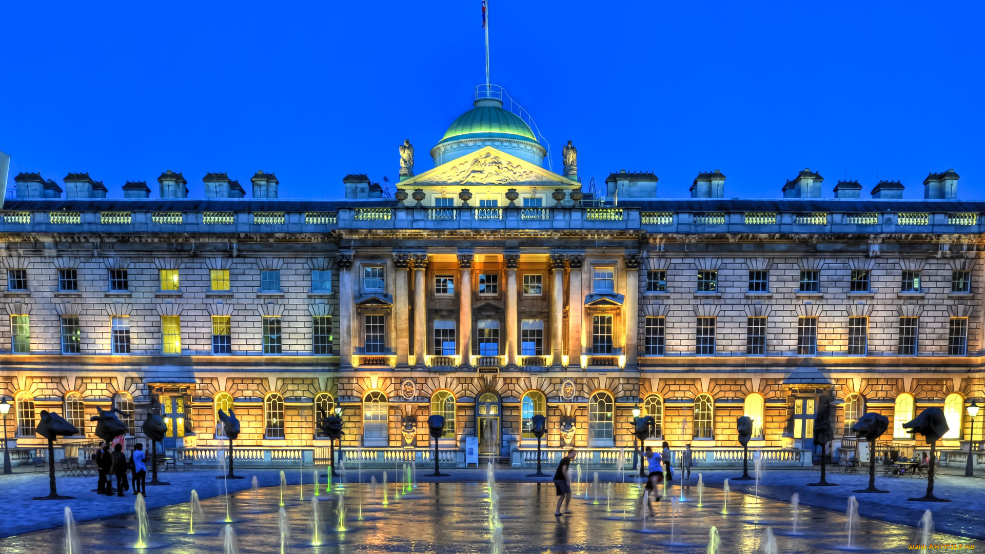 somerset, house, города, лондон, великобритания, london, england, фонтан, здание