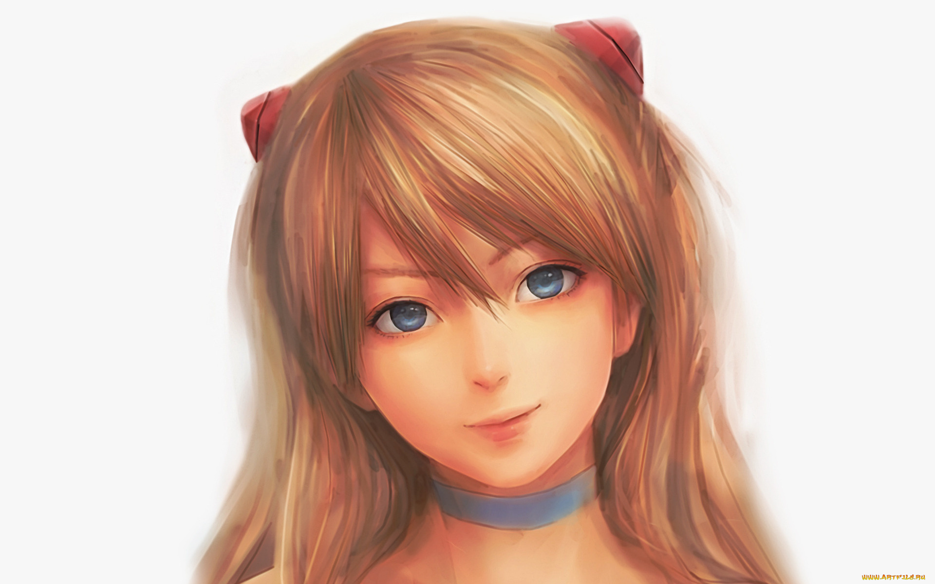 аниме, evangelion, глаза, лицо, asuka, langley, девушка