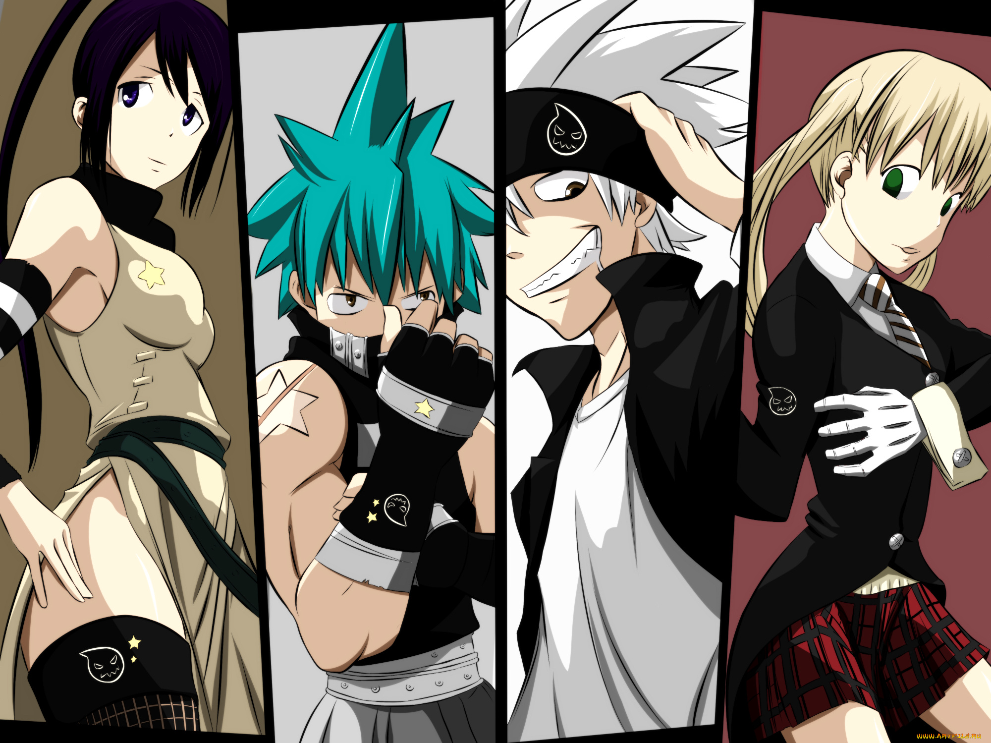 аниме, soul, eater, black, star, nakatsukasa, tsubaki, evans, maka, albarn