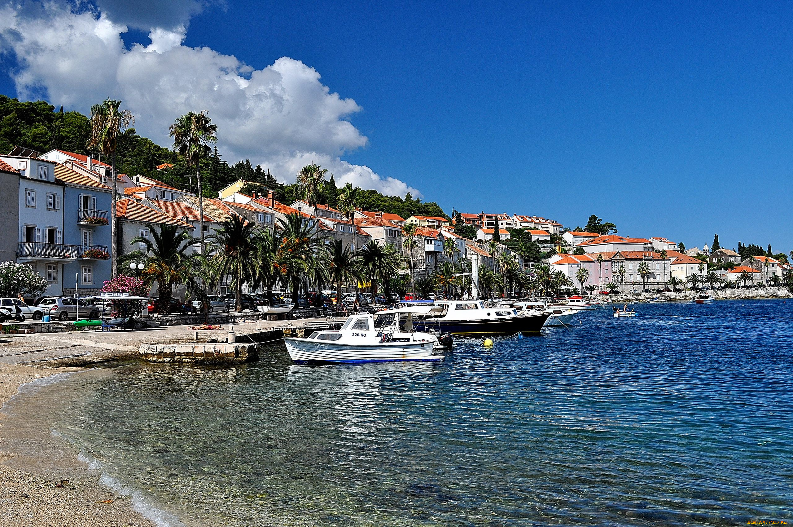 города, улицы, площади, набережные, пальмы, набережная, море, здания, лодки, катера