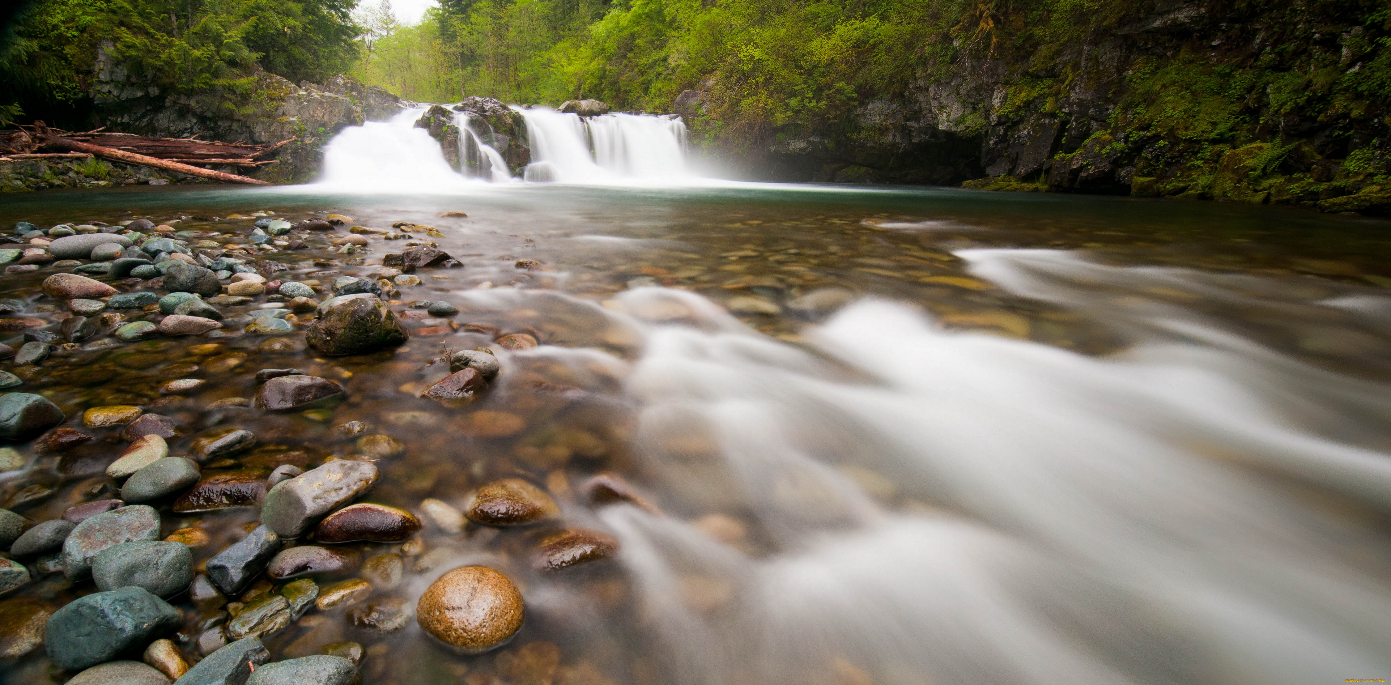 природа, водопады, поток, течение, вода