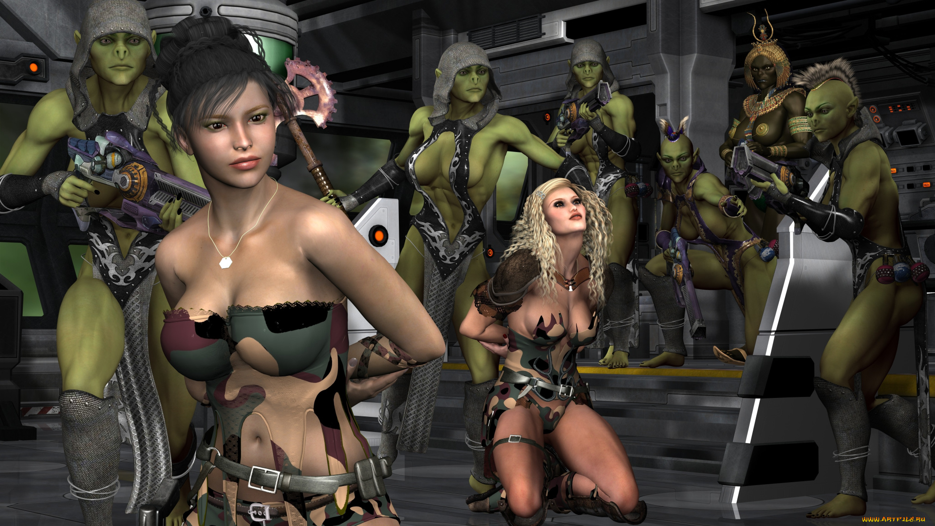 3д, графика, fantasy, фантазия, девушки, существа