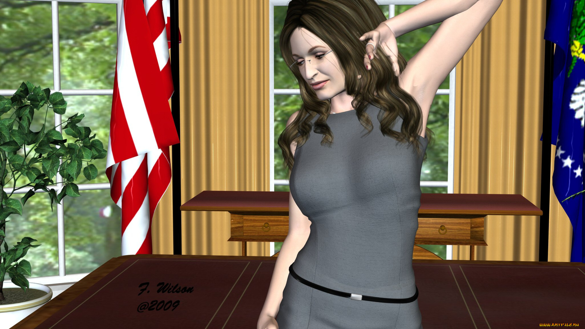 3д, графика, people, люди, девушка, комната