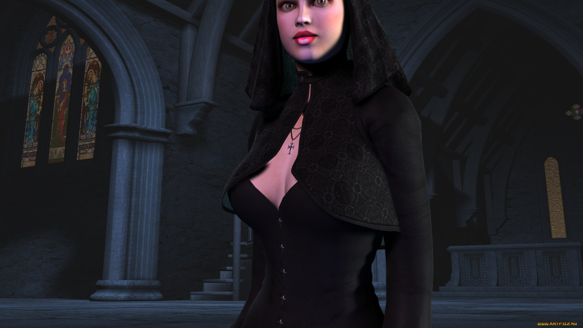 3д, графика, people, люди, монашка