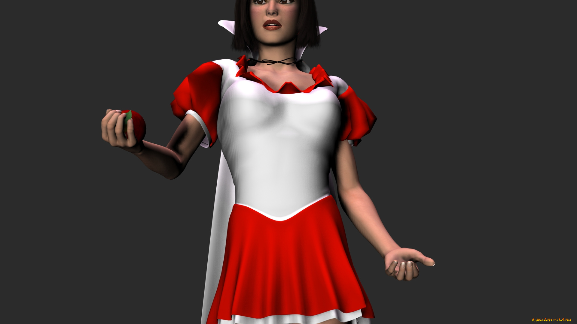 3д, графика, people, люди, яблоко, девушка