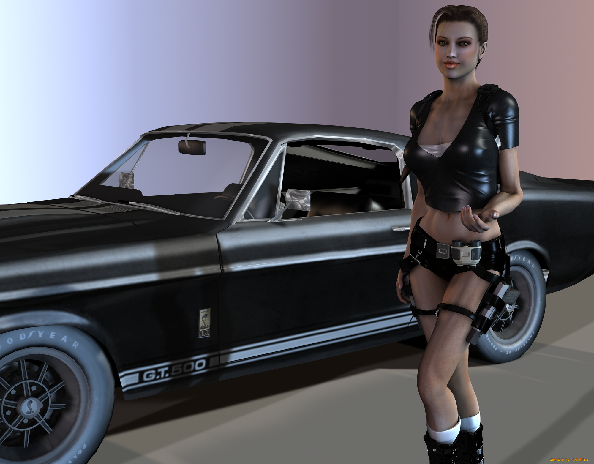 автомобили, 3д, автомобиль, девушка