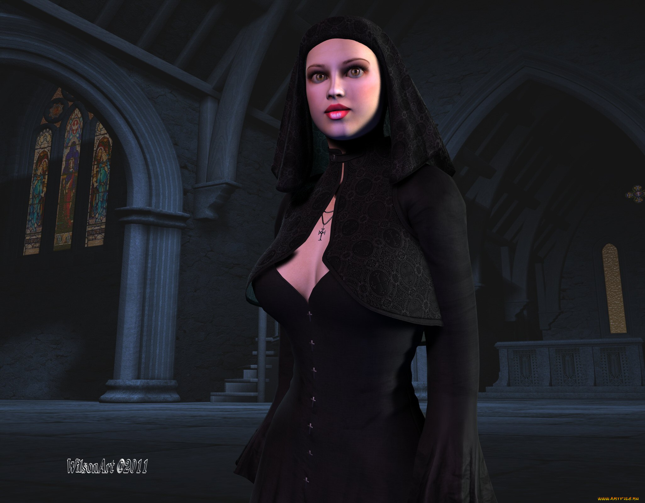 3д, графика, people, люди, монашка