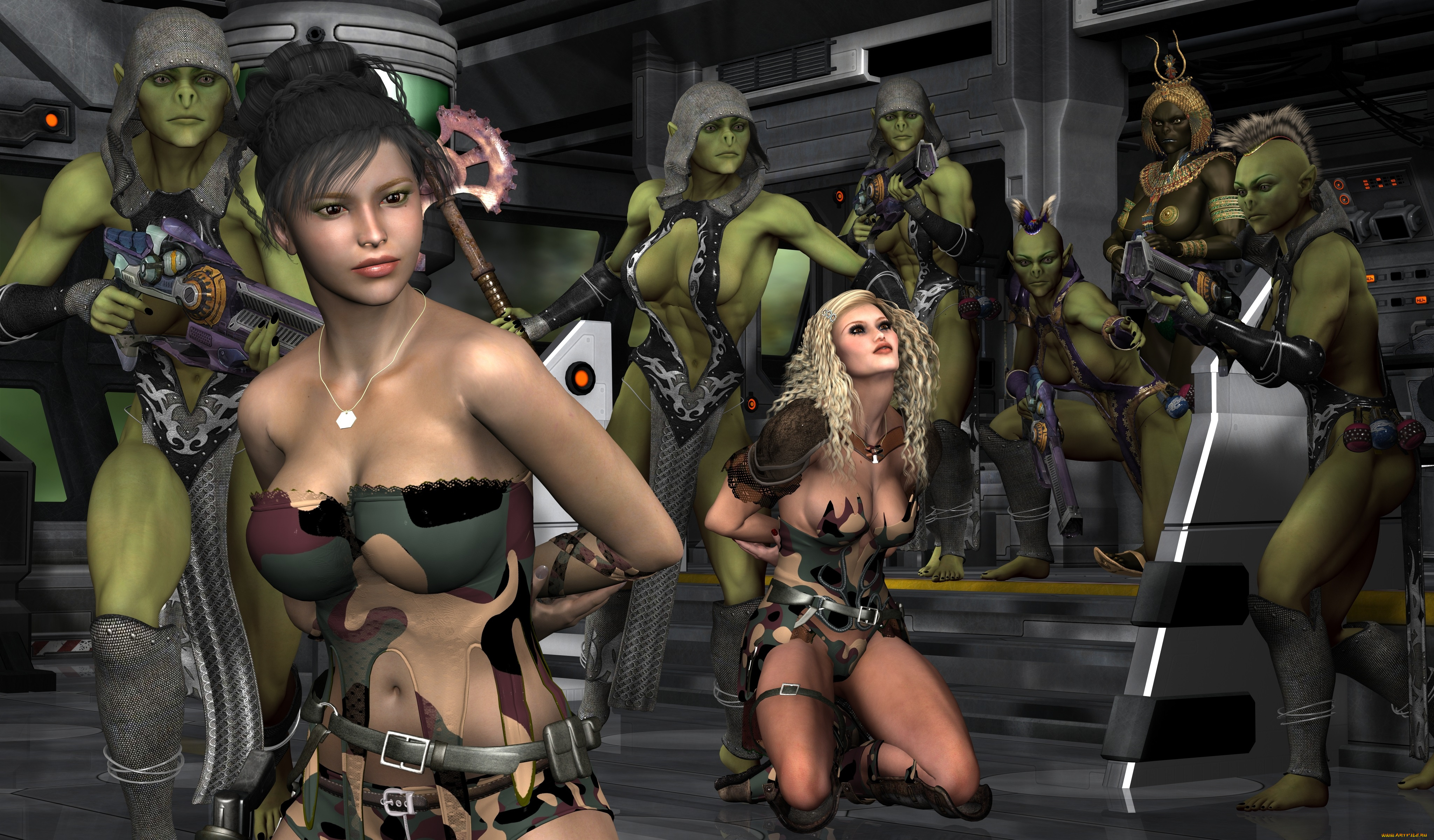 3д, графика, fantasy, фантазия, девушки, существа