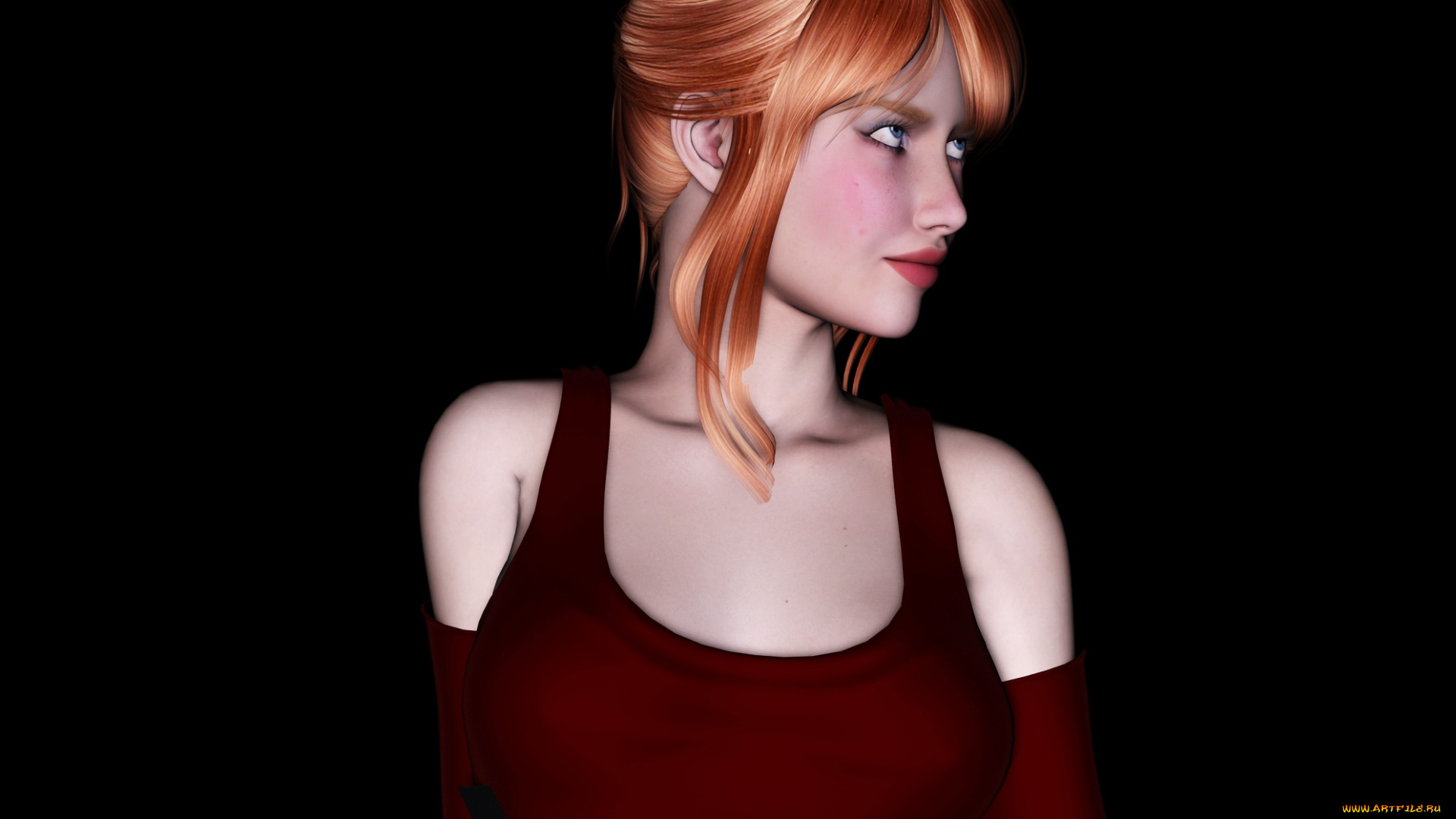 3д, графика, people, , люди, рыжая, взгляд, девушка